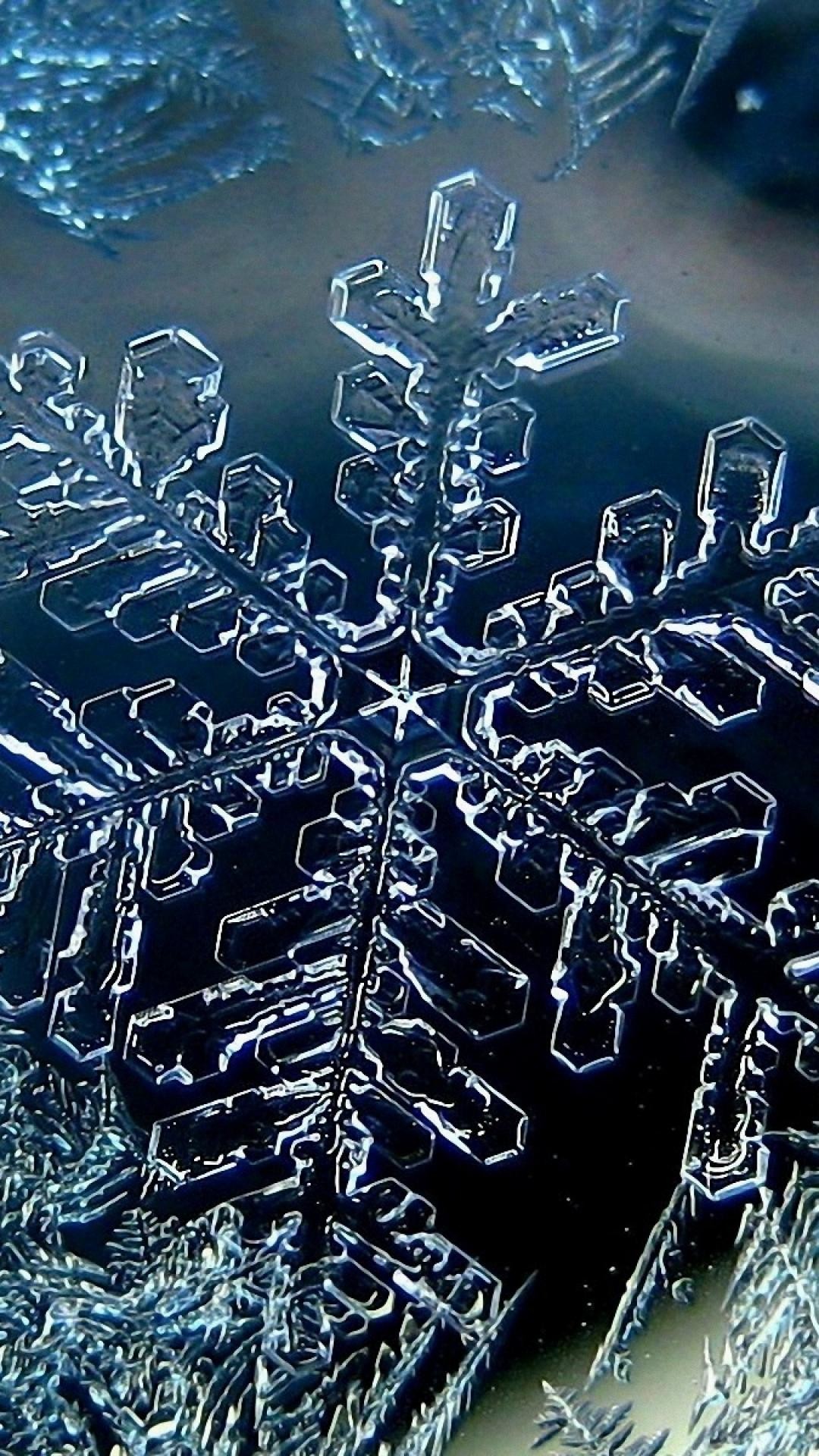 Fiocco di neve, Cristallo di ghiaccio, Macro, Inverno, sfondo per iPhone e Android