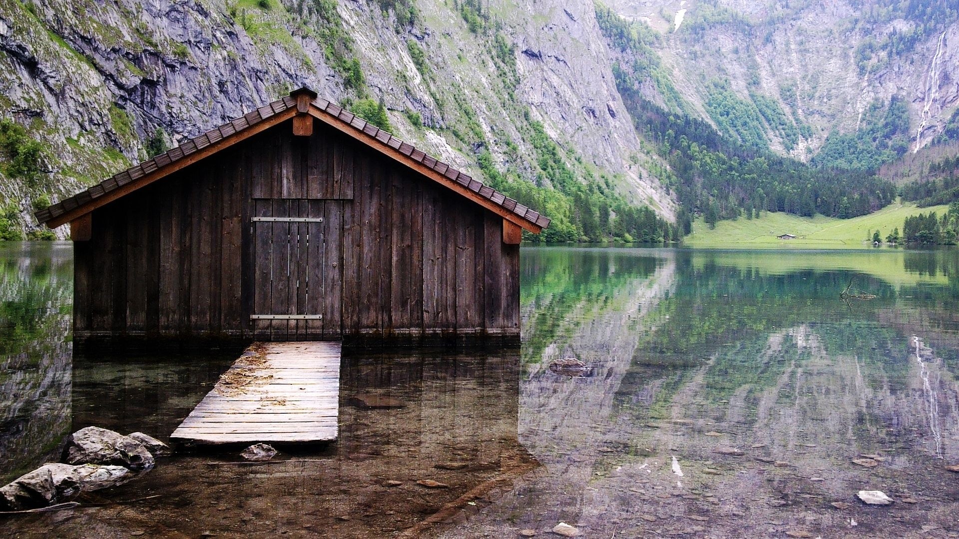 Königssee, Rimessa per barche, Baviera, Lago, Full HD, sfondo per PC