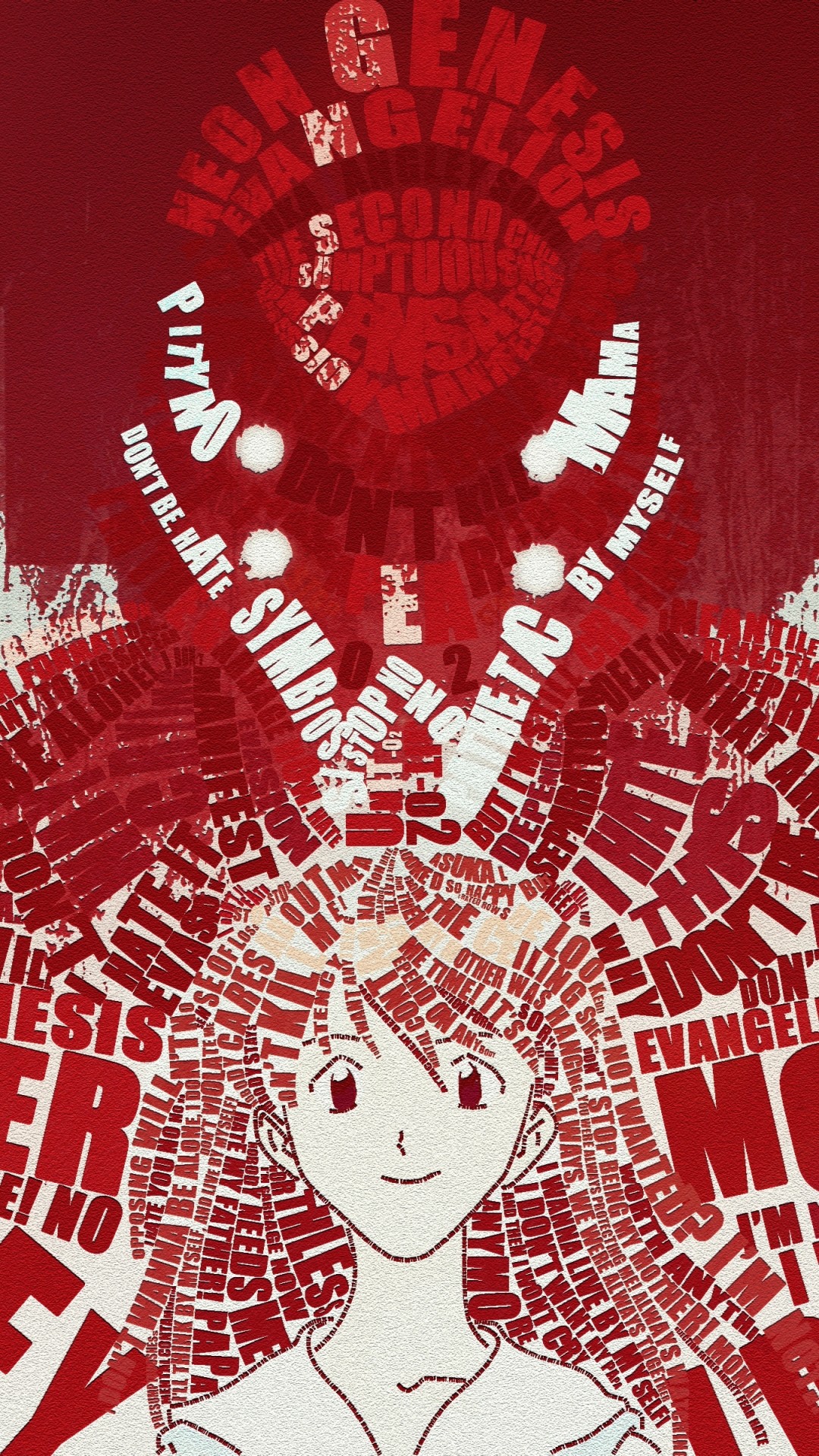 Shinji Ikari, Neon Genesis Evangelion, Tipografia, Rosso, Full HD, sfondo per iPhone e Android