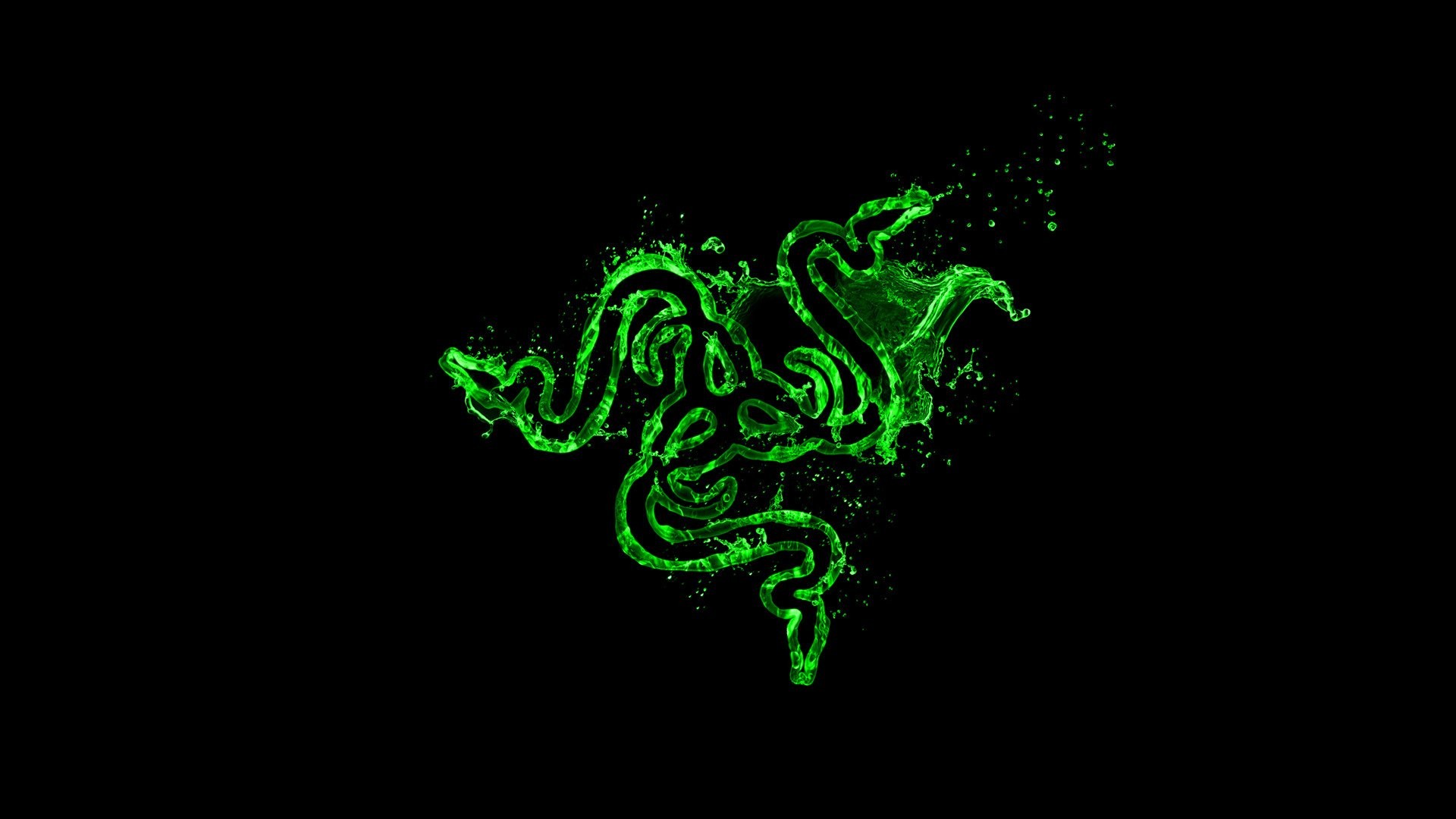 Razer, Logo Razer, Schizzi verdi, Sfondo nero, Full HD, wallpaper per computer