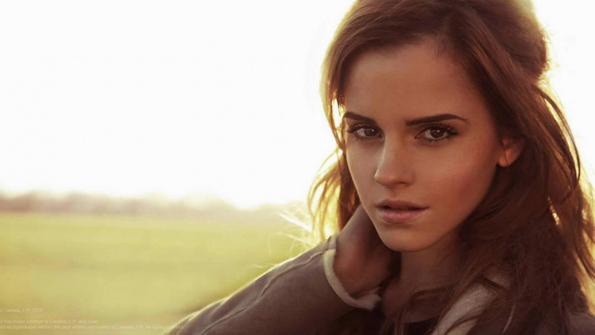 Emma Watson, Controluce, Campo, 16:9 Full HD, sfondo widescreen