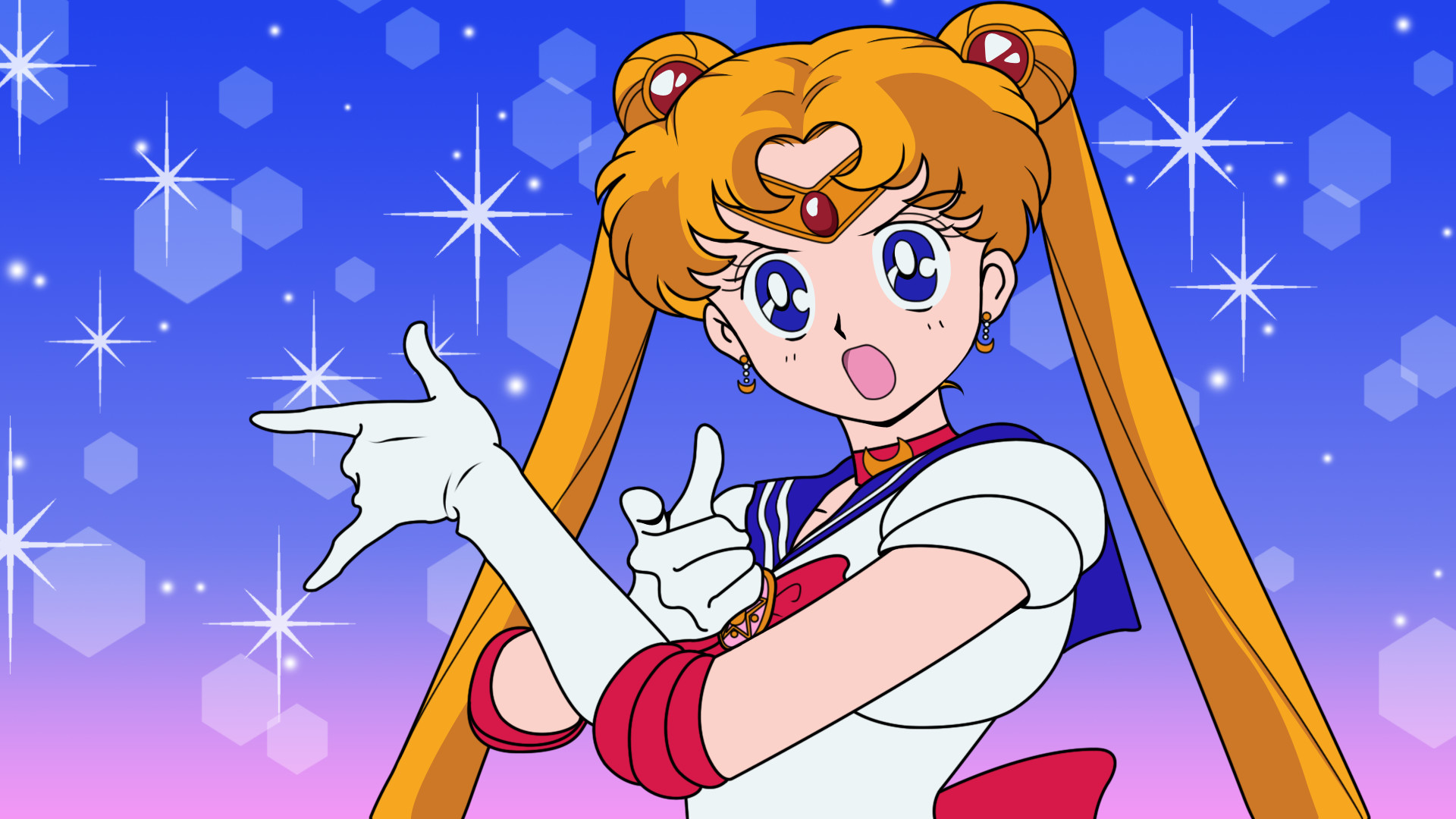 Sailor Moon, Usagi Tsukino, Anime anni '90, Scintillii, Full HD, sfondo per PC e portatile