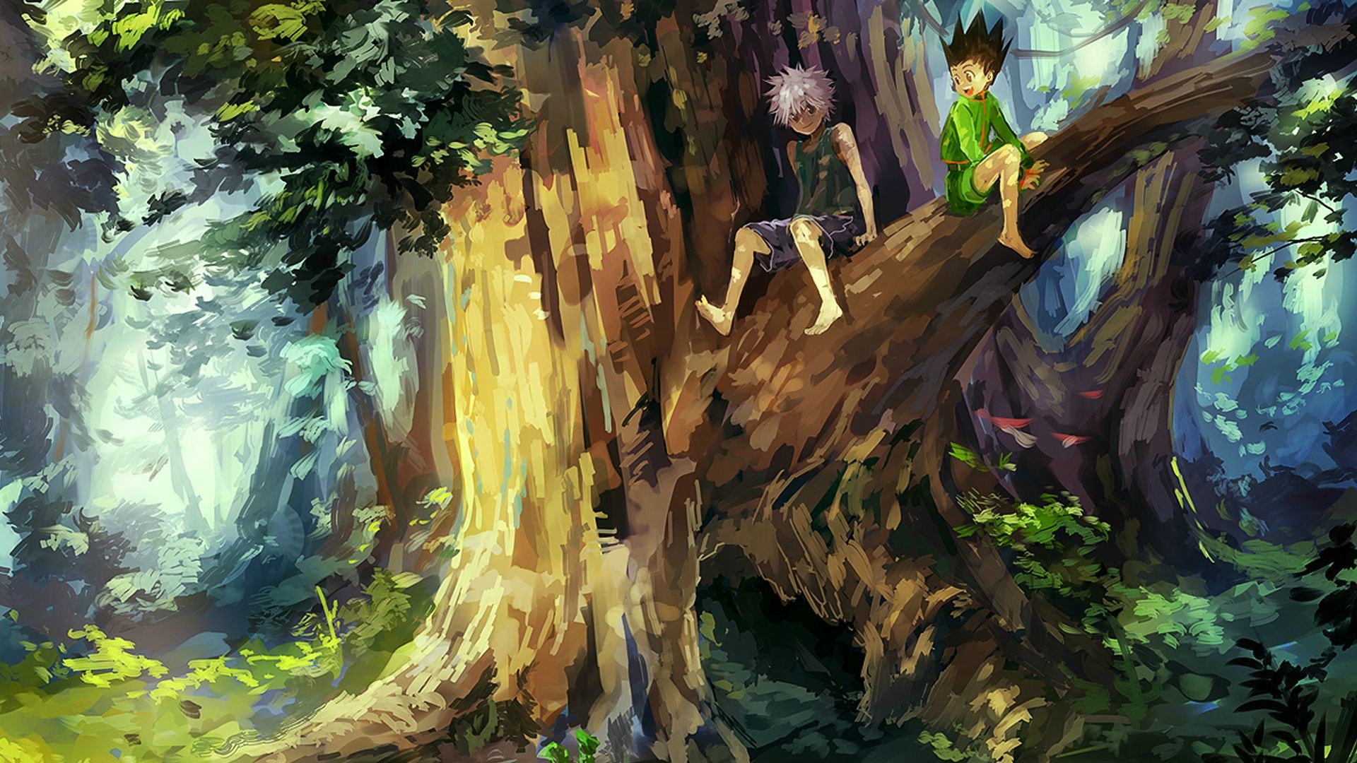 Gon Freecss, Killua Zoldyck, Hunter x Hunter, Albero, Bosco, Full HD, wallpaper per computer