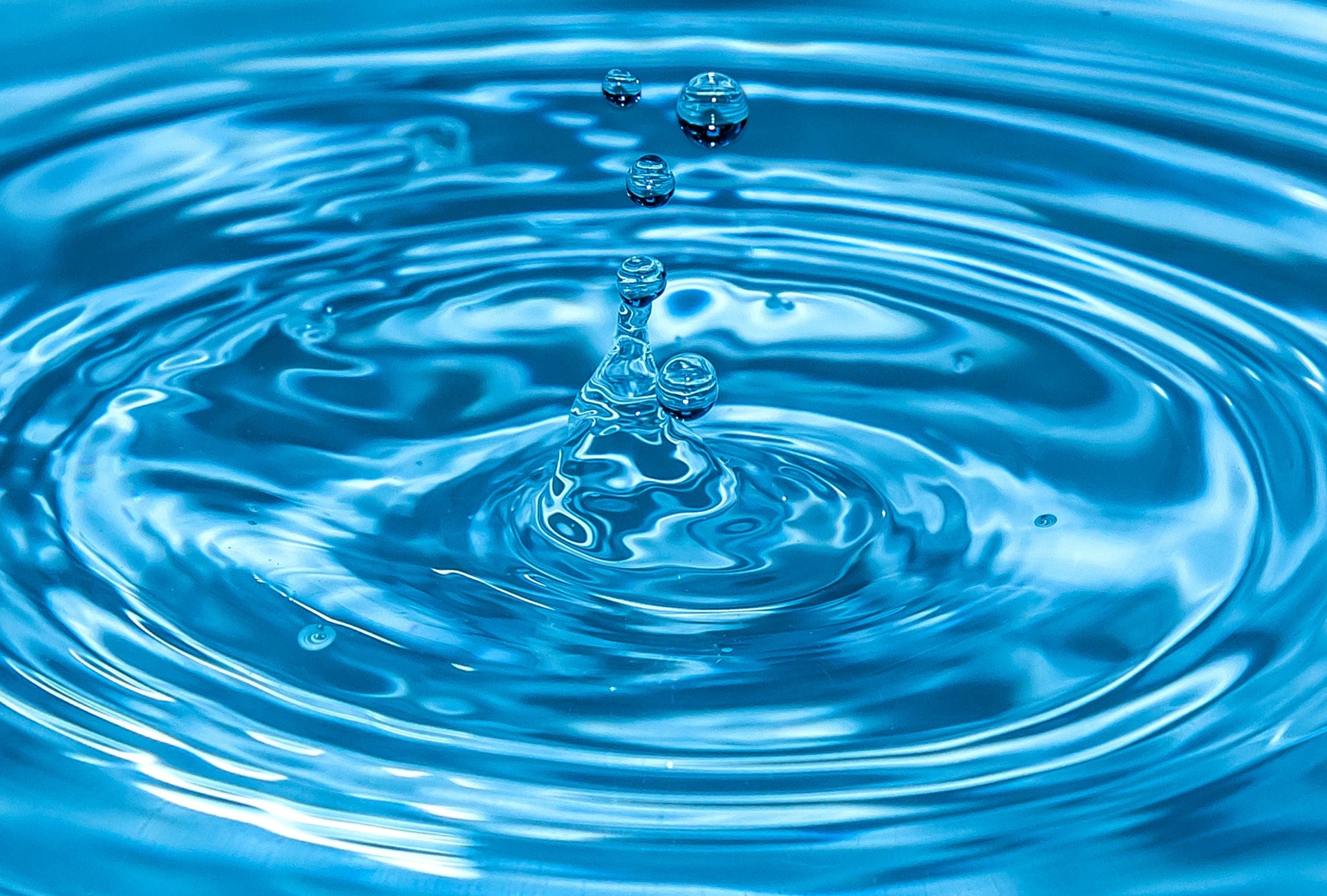 Goccia d'acqua, Cerchi nell'acqua, Azzurro, Primo piano, Full HD, wallpaper per PC
