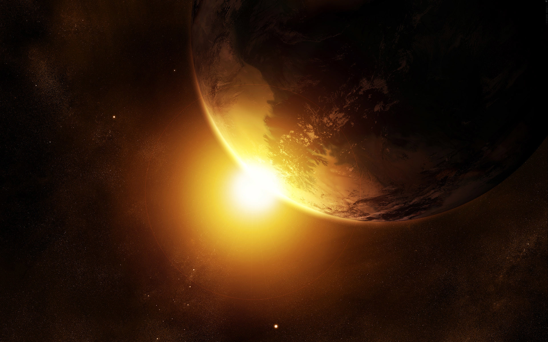 Pianeta, Eclissi, Sole, Spazio, Arancione, Full HD, sfondo per PC e portatile