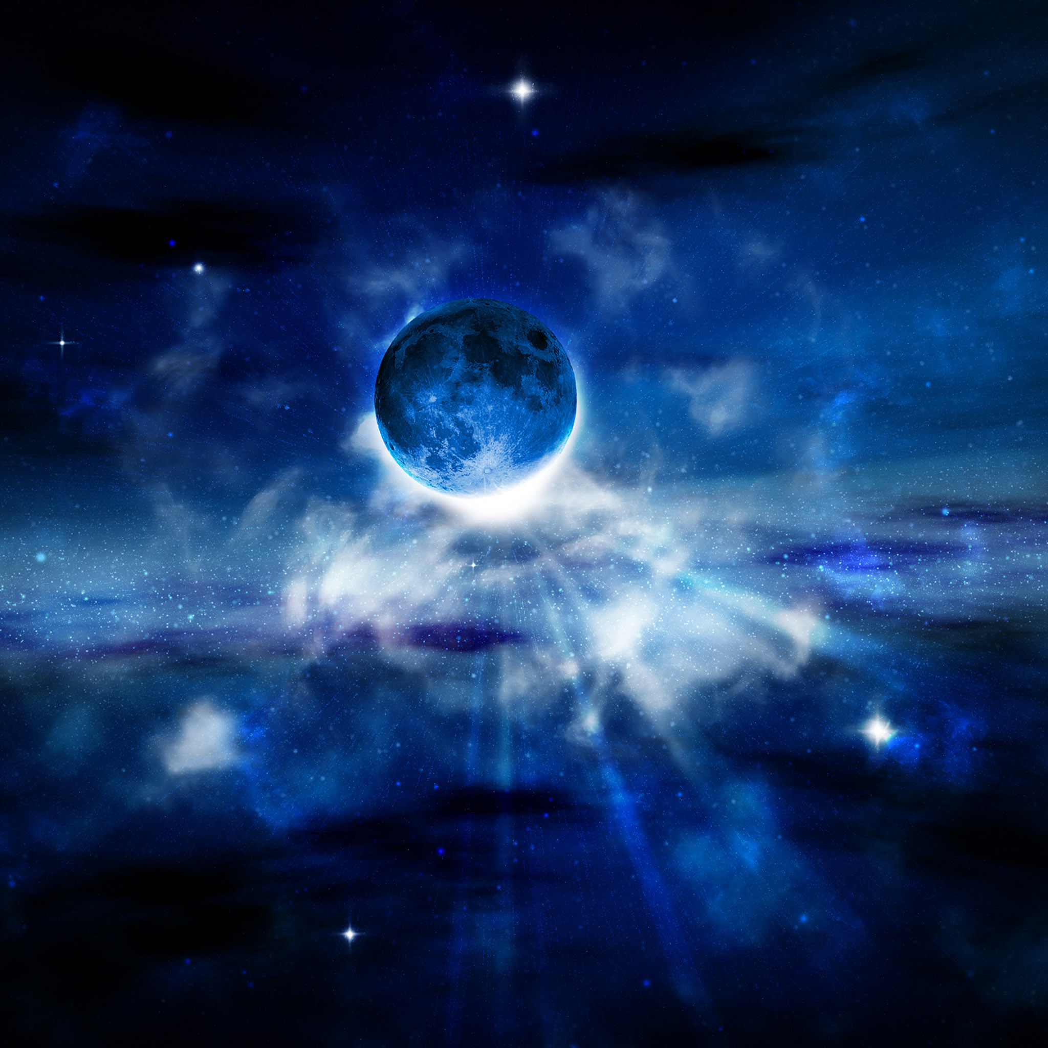Pianeta, Nebulosa, Blu, Arte spaziale, sfondo per iPad e tablet