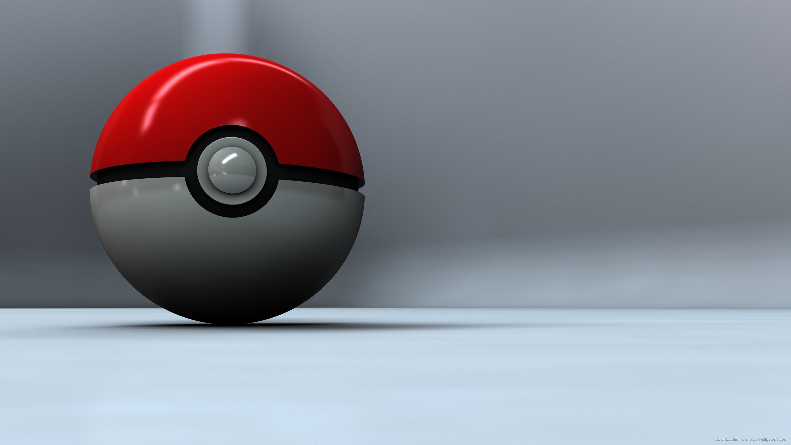 Poké Ball, Pokémon, 3D, Sfondo grigio, 2560x1440, wallpaper desktop