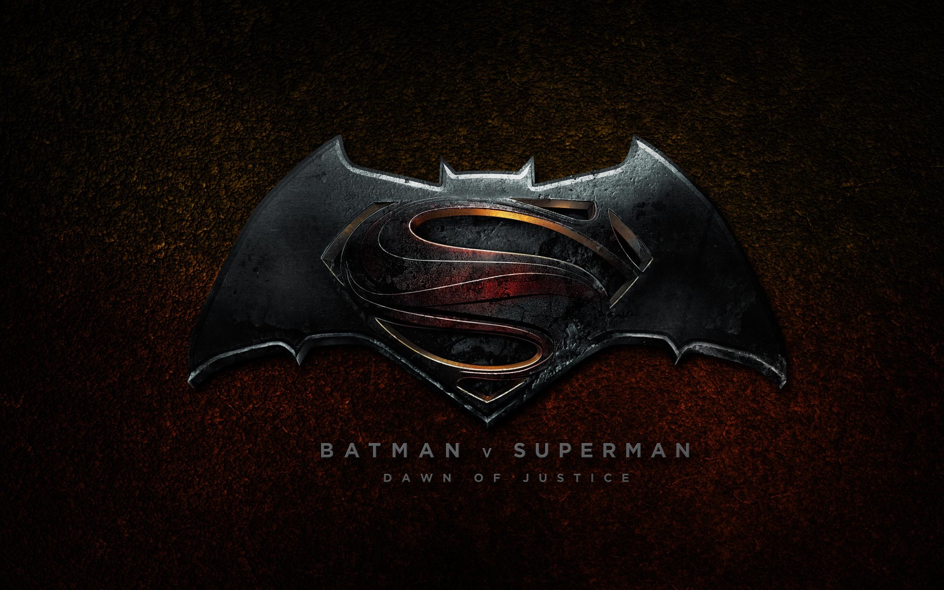 Batman v Superman: Dawn of Justice, Logo di Batman, Logo di Superman, Metallo, Sfondo scuro, wallpaper Full HD