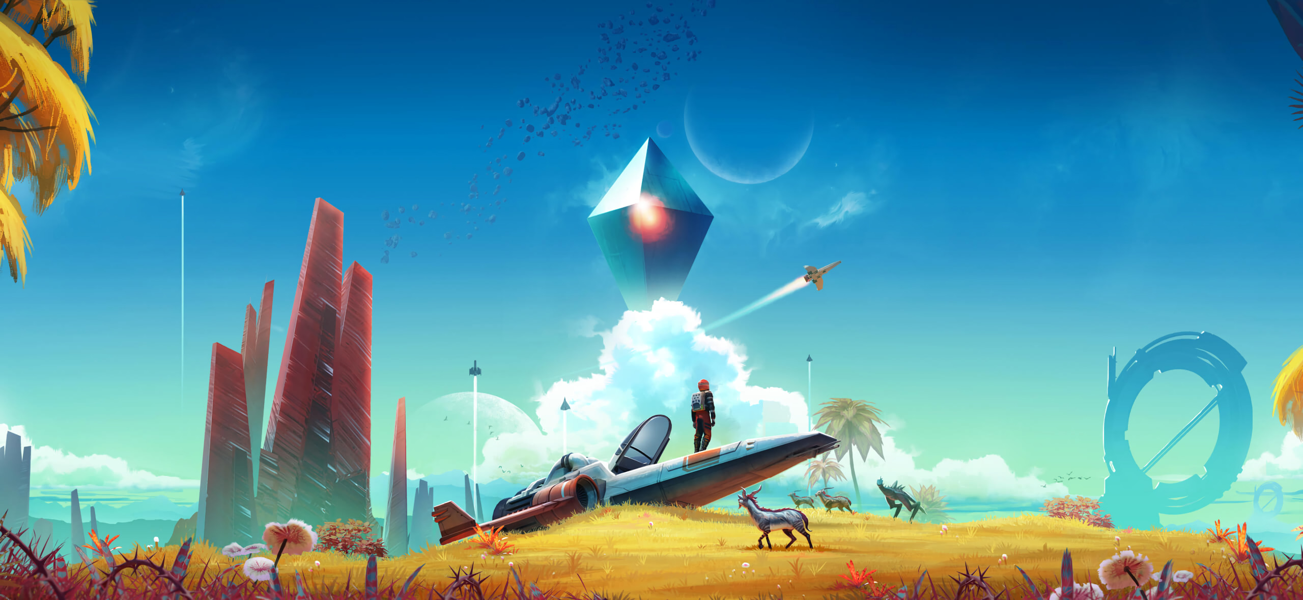 No Man's Sky, Atlas, Astronave, Portale, Rocce rosse, 2K, sfondo Windows 11