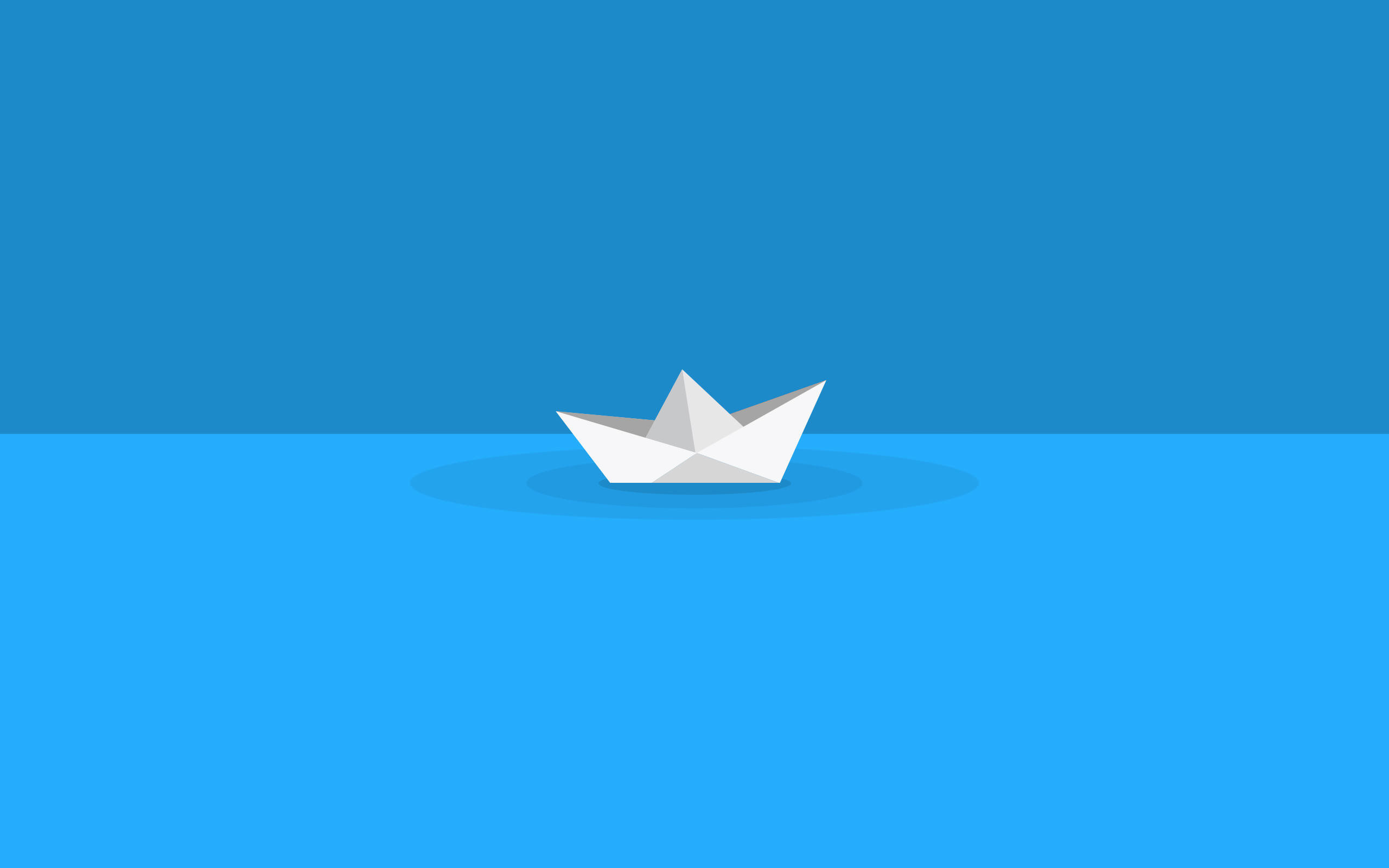 Barca di carta, Mare, Blu, Minimalismo, 2560x1600, sfondo MacBook Pro