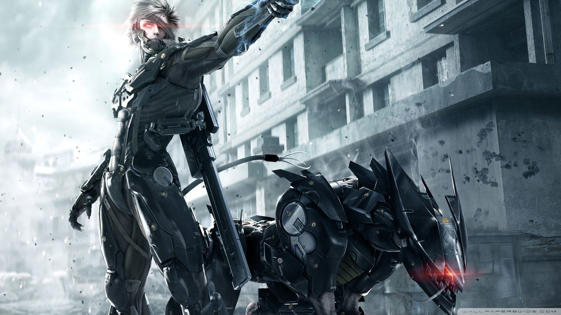 Raiden, Metal Gear Rising: Revengeance, Cyborg, Città distrutta, sfondo Full HD per PC