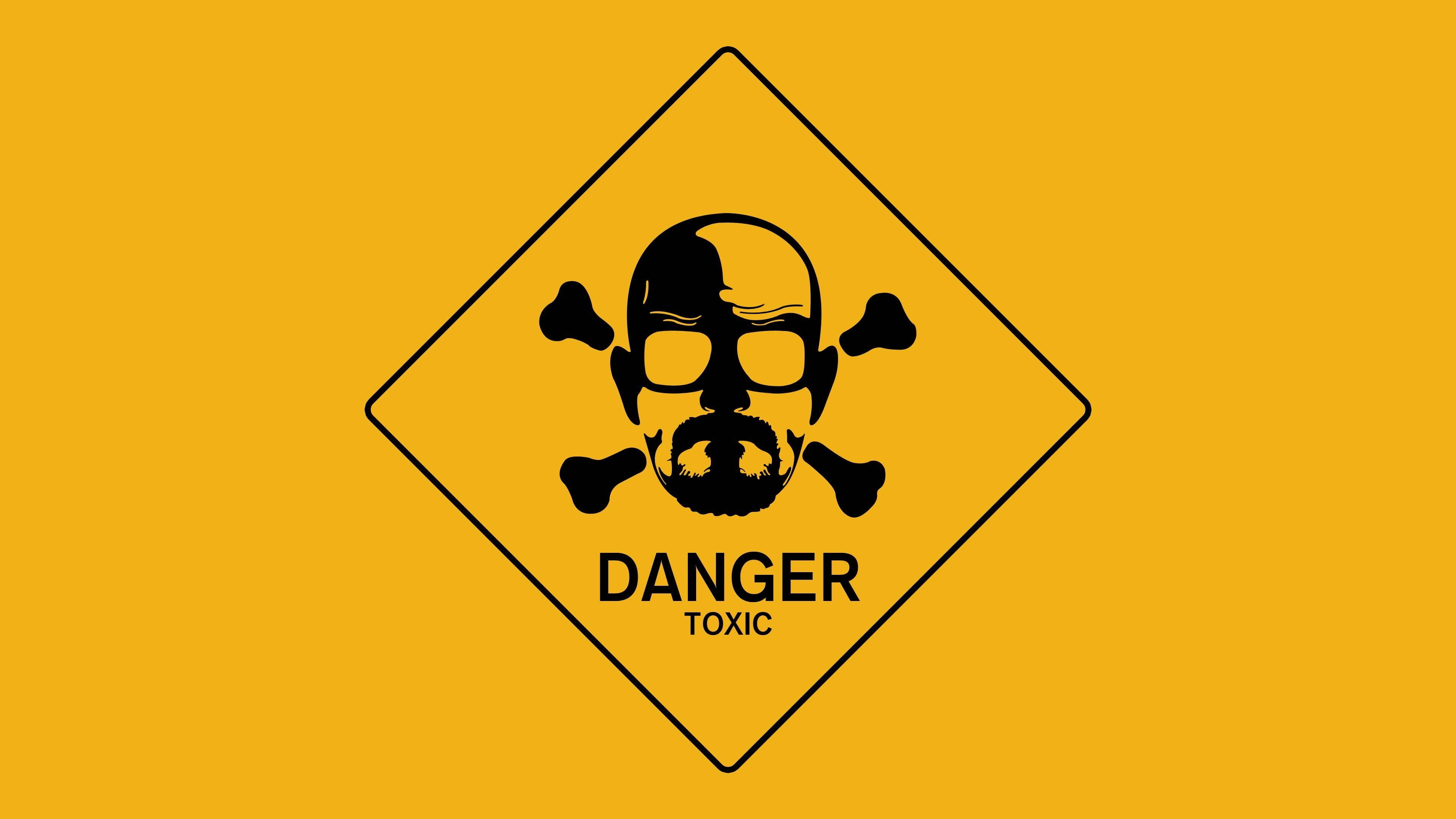 Heisenberg, Breaking Bad, Danger Toxic, Teschio, Giallo, 4K, sfondo desktop