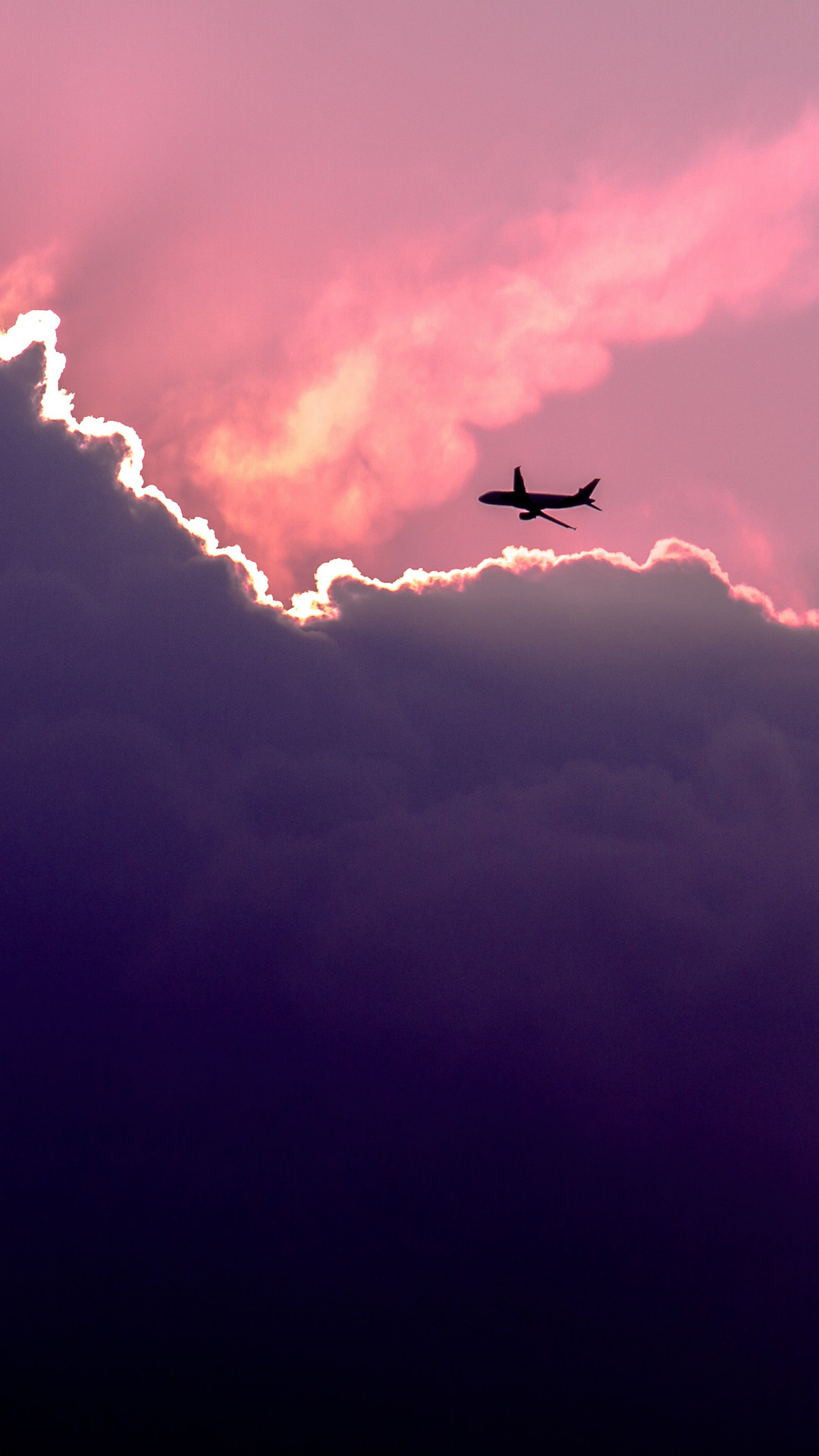 Aereo, Nuvole, Viola, Rosa, wallpaper iPhone 6