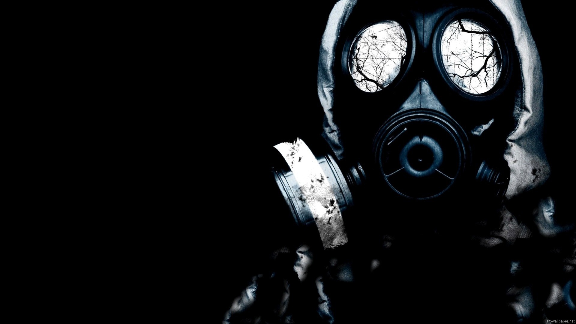 Maschera antigas, Bianco e nero, Ritratto, Nero, Full HD, sfondo per PC e portatile