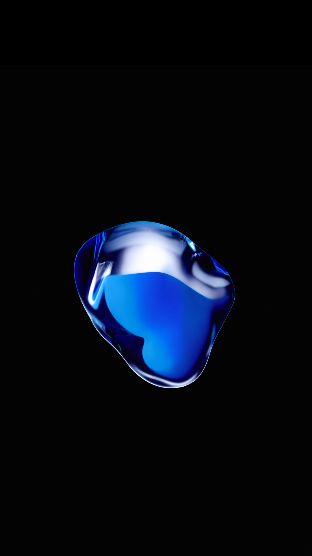 Goccia d'acqua, Blu, Sfondo nero, 1080x1920, schermata di blocco iPhone