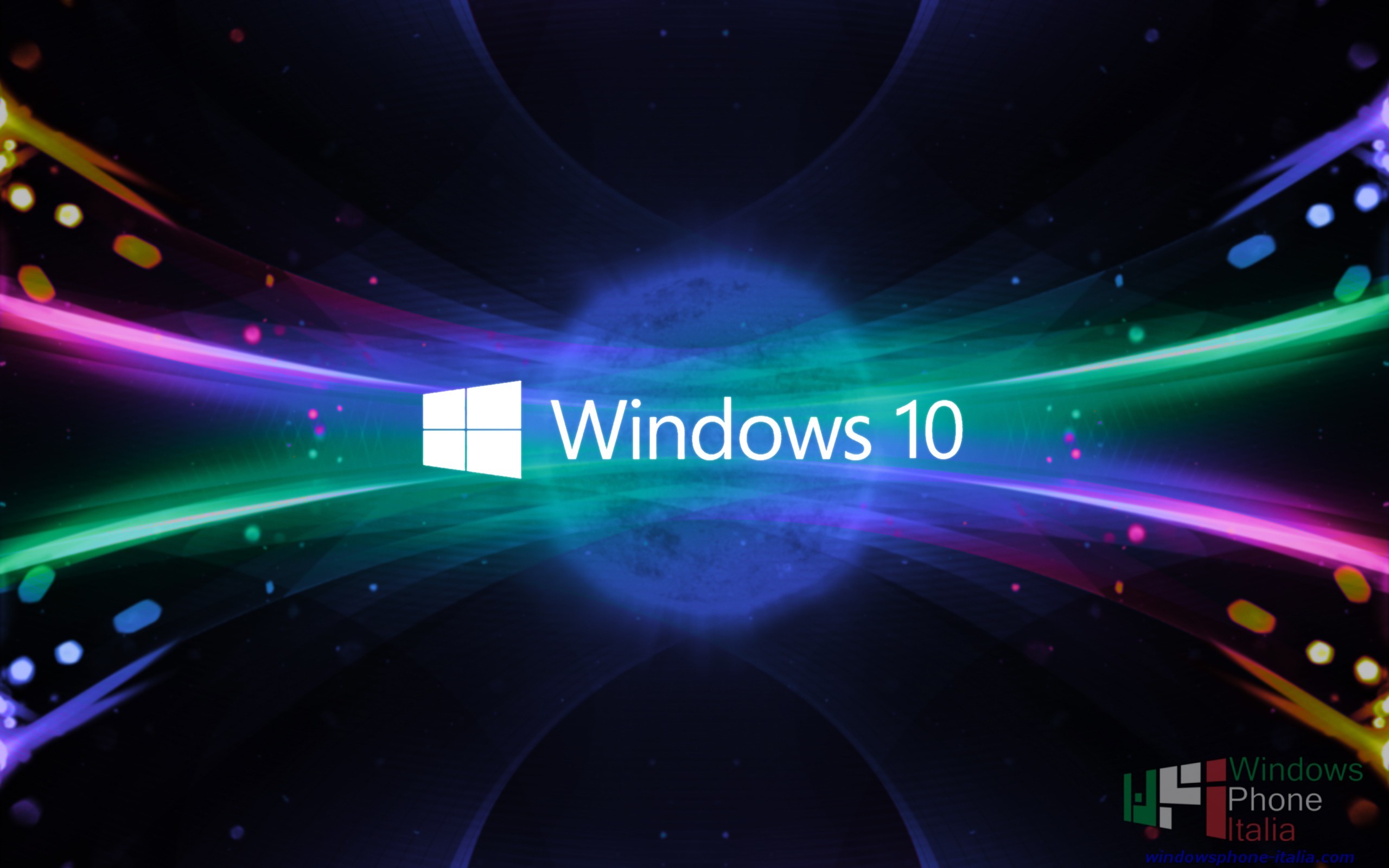 Windows 10, Logo, Luci colorate, 2K 1600p, sfondo desktop