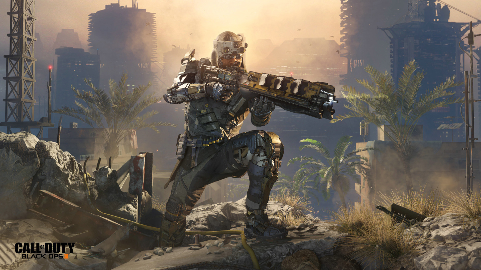 Call of Duty: Black Ops III, Soldato, Fucile, Città in rovina, Full HD, wallpaper per PC