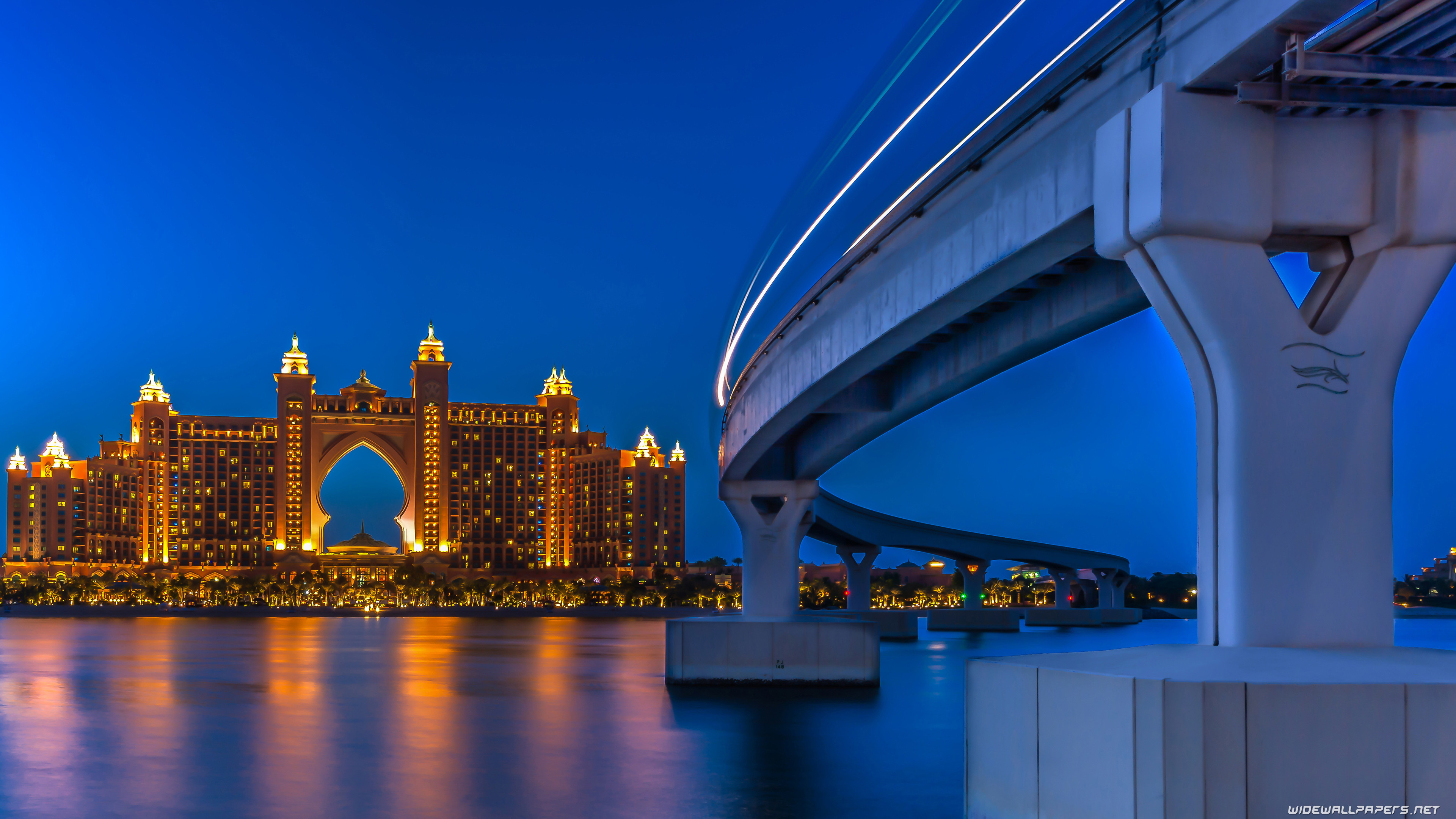 Atlantis The Palm, Dubai, Ponte, Notte, sfondo per PC