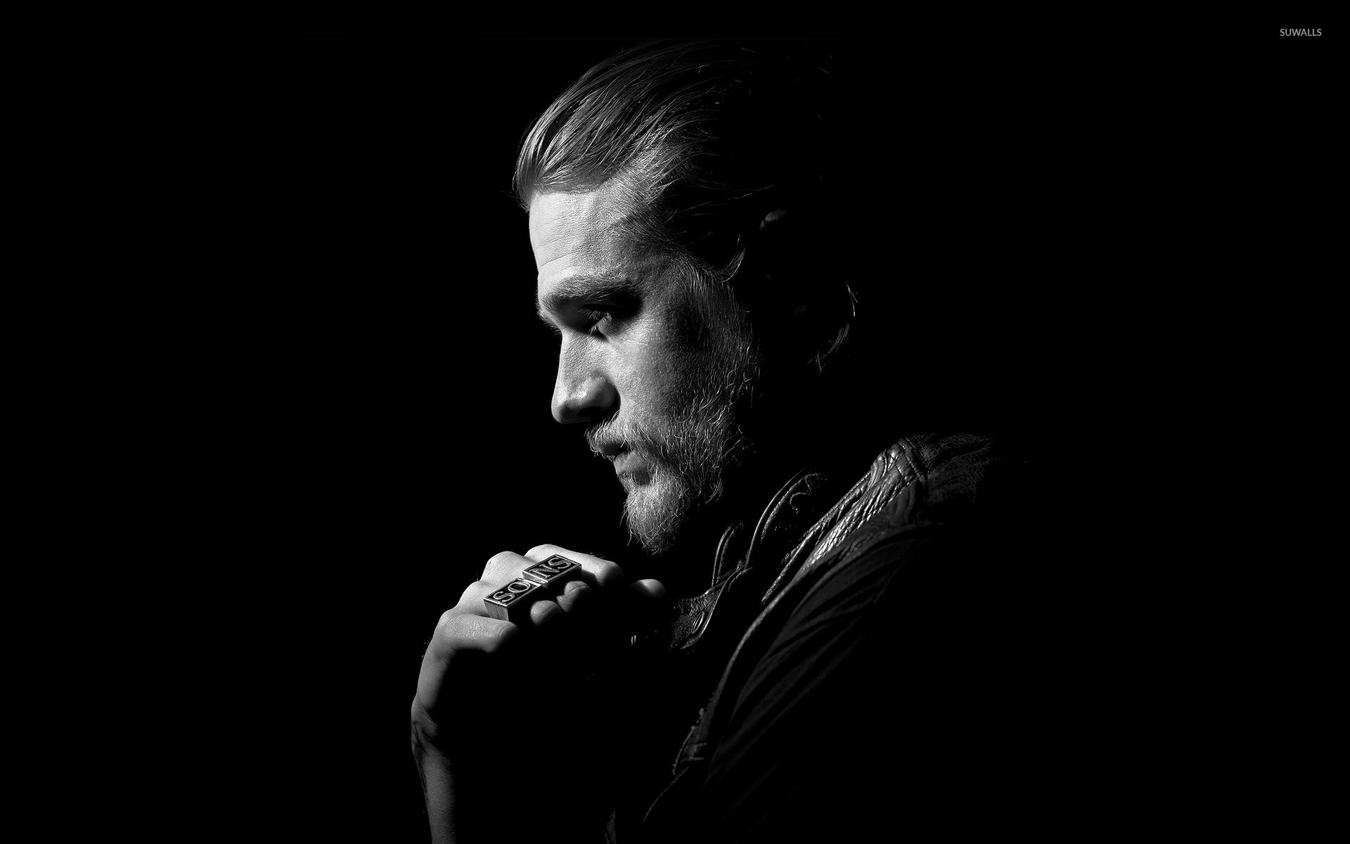 Charlie Hunnam, Jax Teller, Sons of Anarchy, Bianco e nero, Profilo, sfondo MacBook Pro
