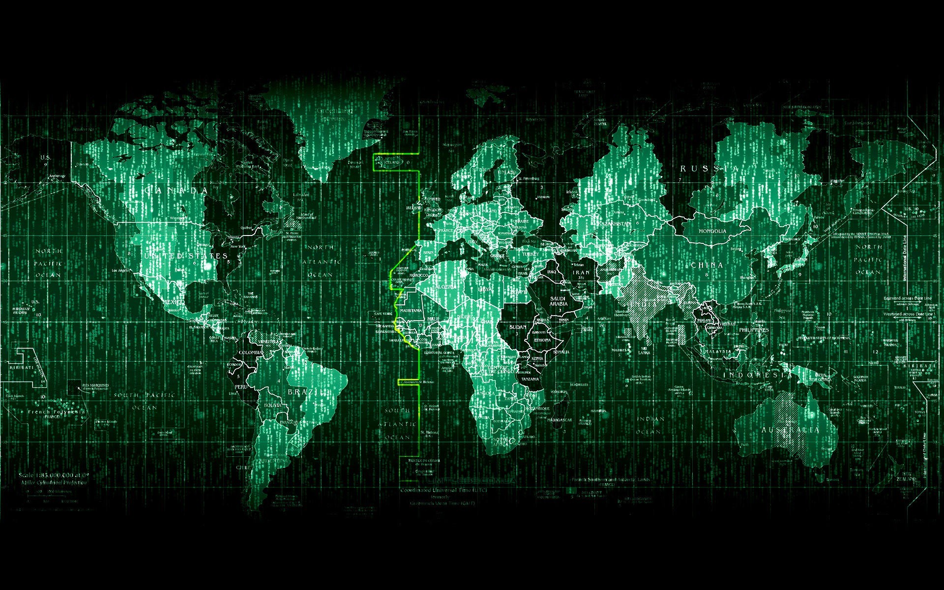 Mappa del mondo, Codice, Verde, Digitale, 1920x1200, wallpaper desktop