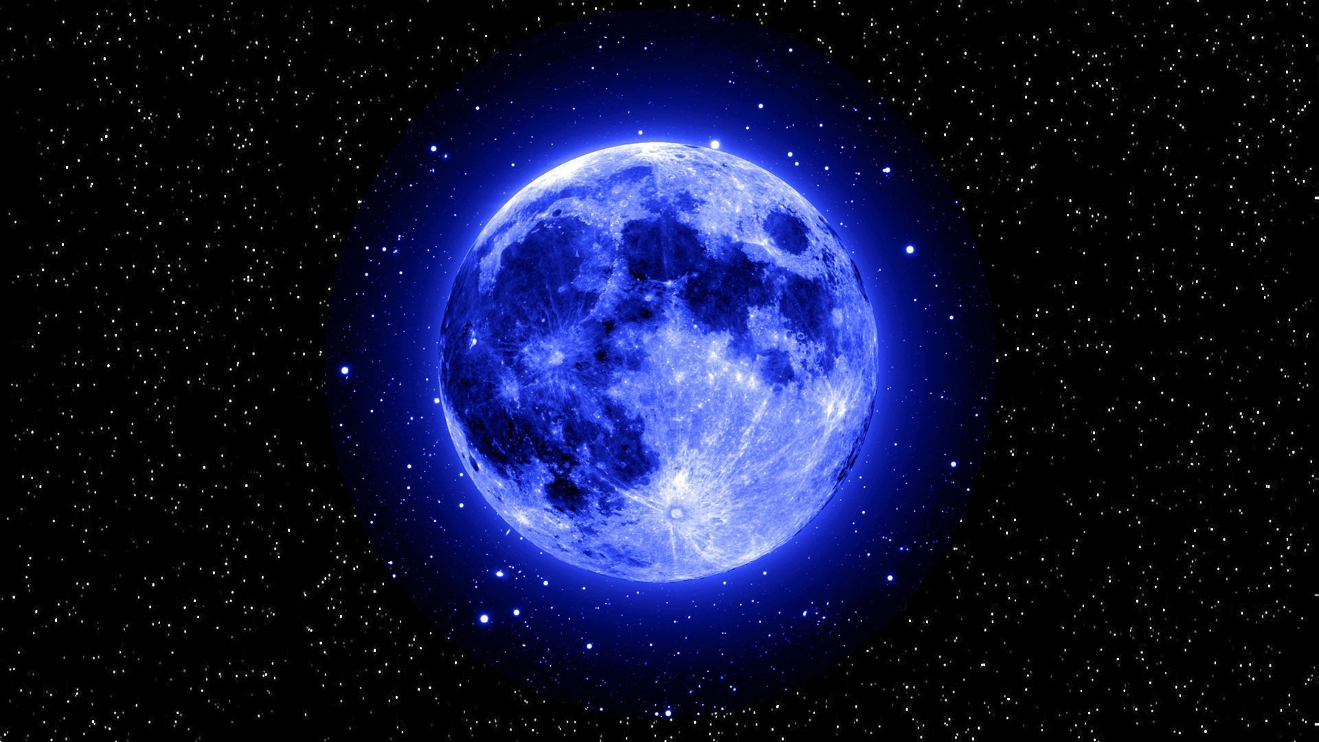 Luna blu, Cielo stellato, Spazio, 16:9 Full HD, wallpaper widescreen