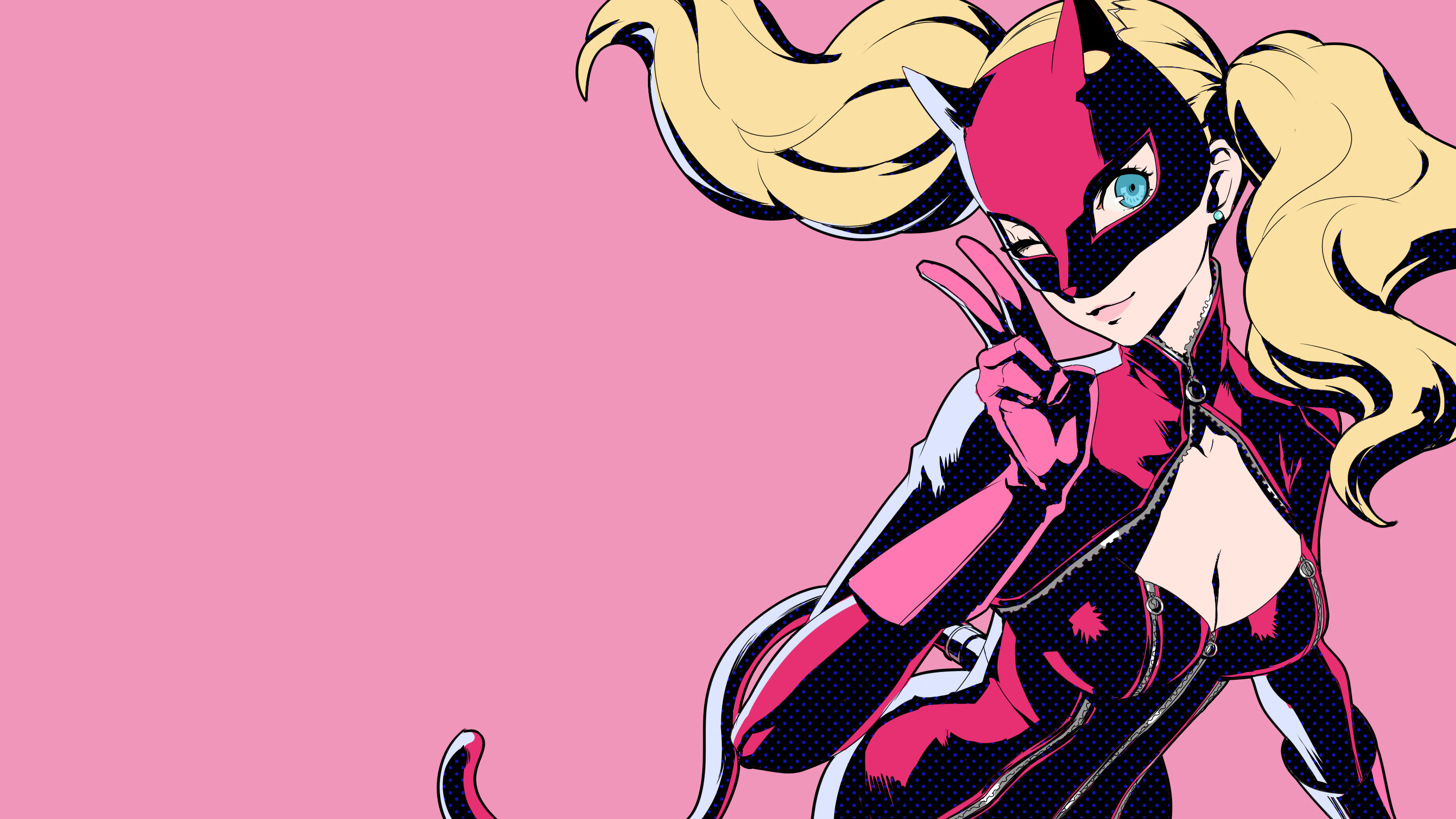 Ann Takamaki, Panther, Persona 5, Sfondo rosa, 2K, wallpaper per computer
