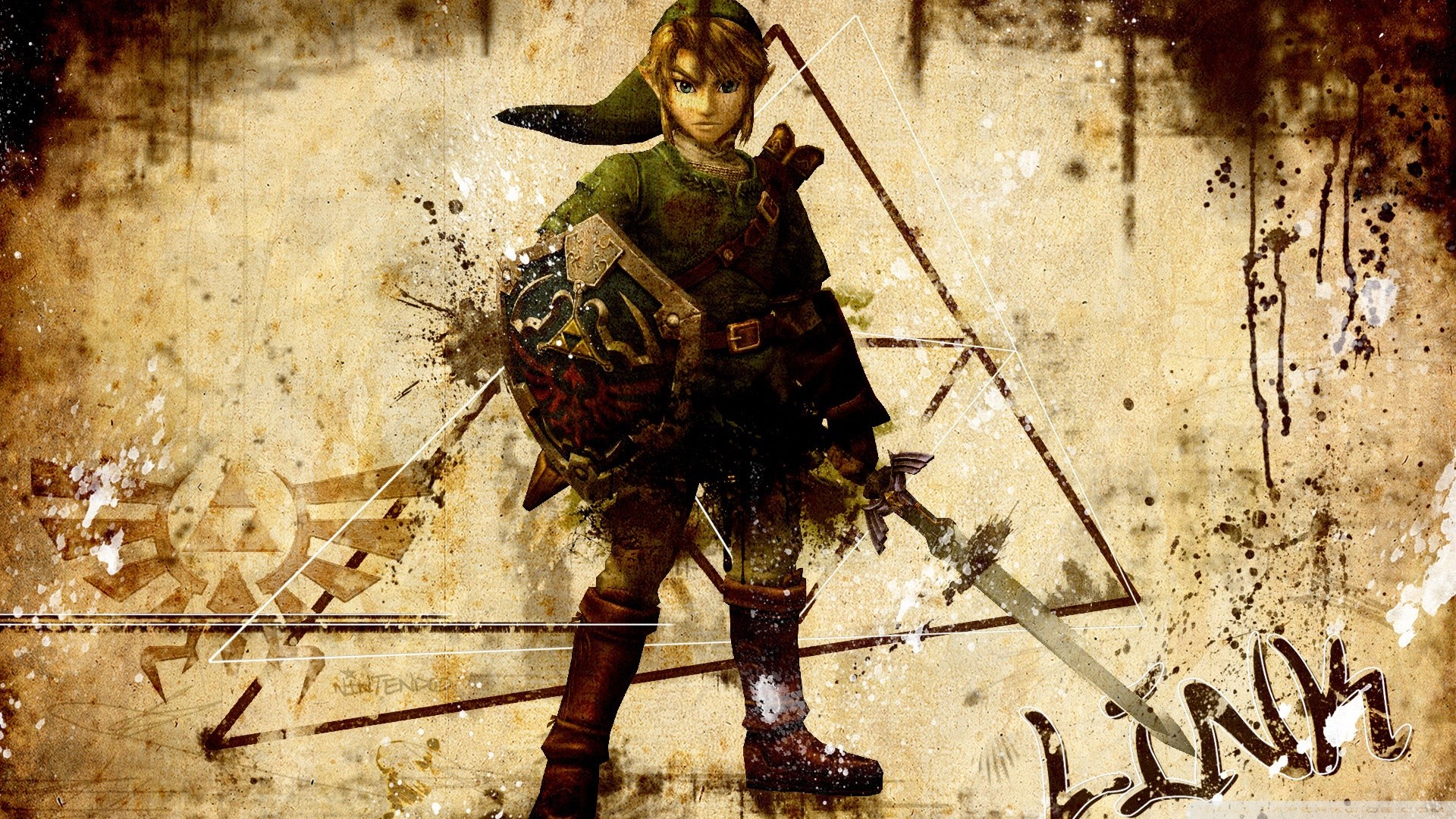 Link, The Legend of Zelda, Grunge, Spada, Full HD, sfondo per PC e portatile