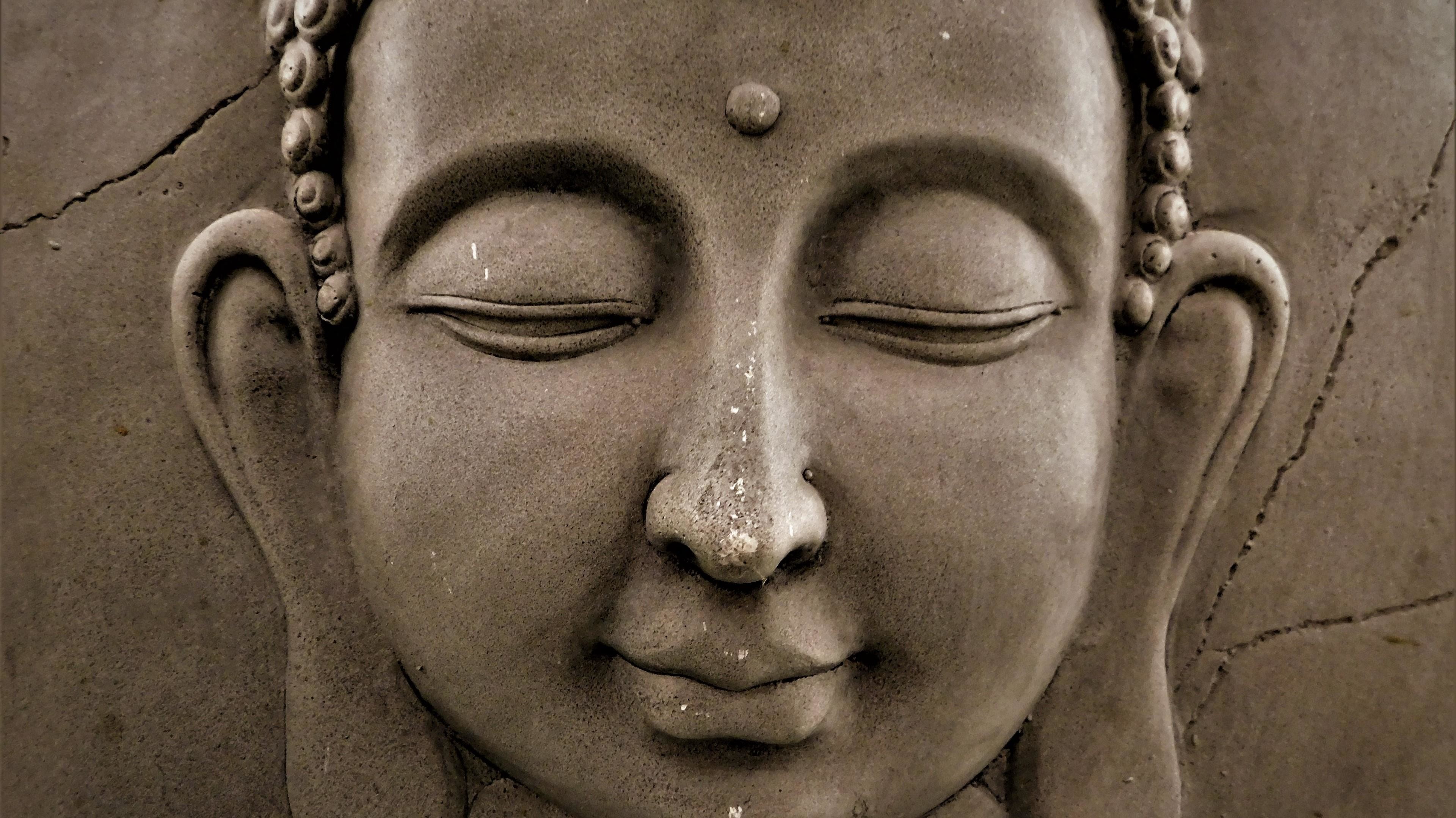 Buddha, Volto, Bassorilievo, Pietra, 3840x2160, immagine di sfondo