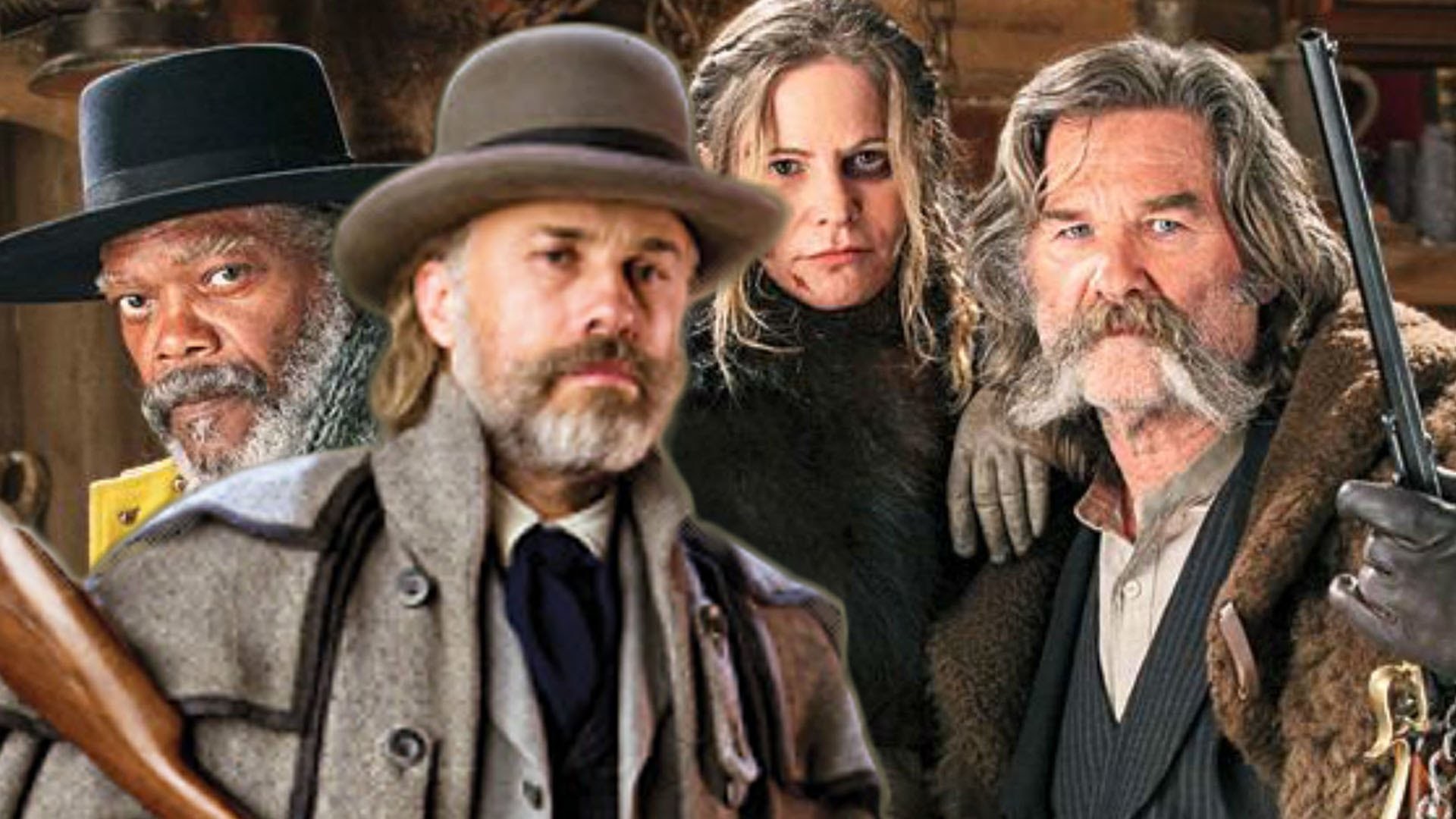 The Hateful Eight, Samuel L. Jackson, Tim Roth, Jennifer Jason Leigh, Kurt Russell, Cast, sfondo desktop
