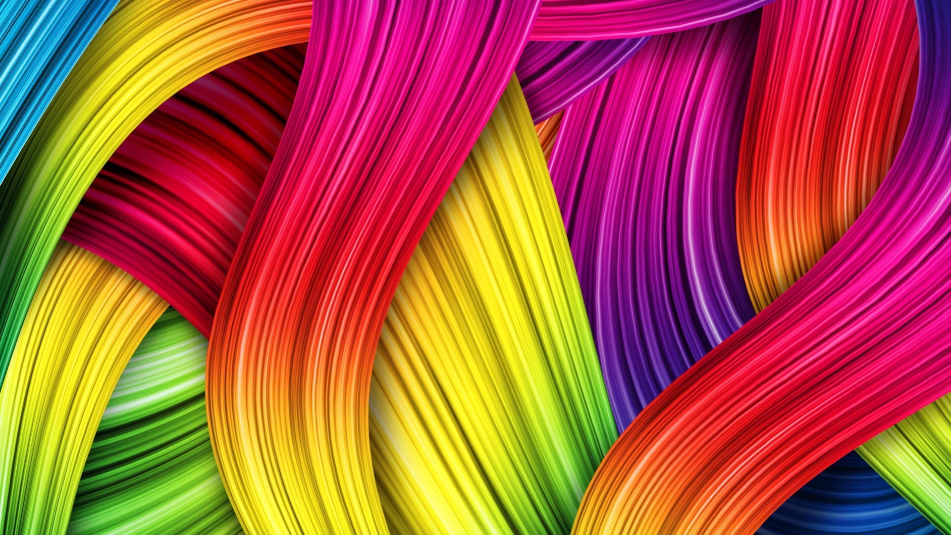 Fili colorati, Onde, Arcobaleno, Arte digitale, Full HD 1080p, sfondo desktop