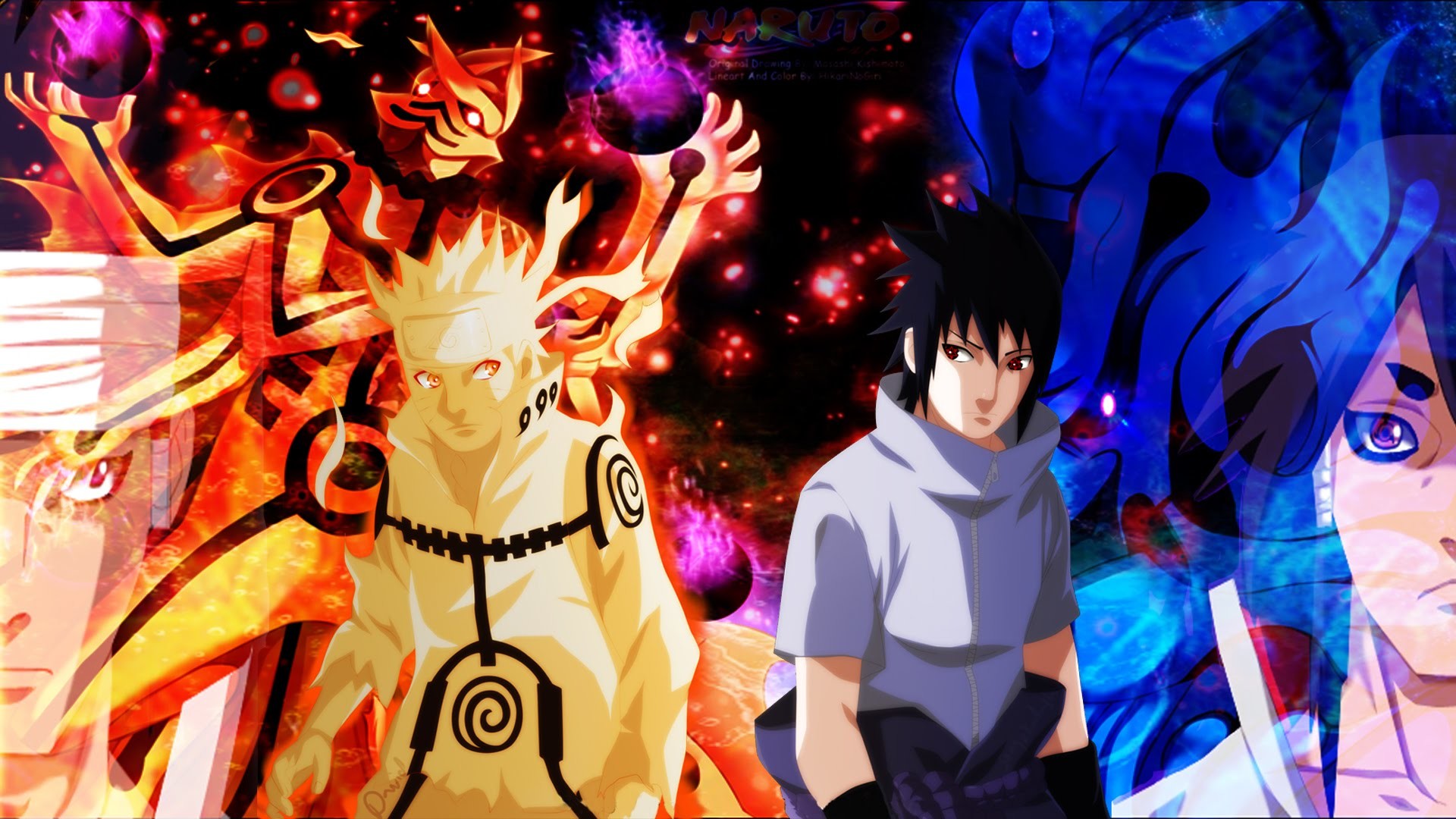 Naruto Uzumaki, Sasuke Uchiha, Kurama, Naruto Shippuden, 1920x1080, immagine di sfondo