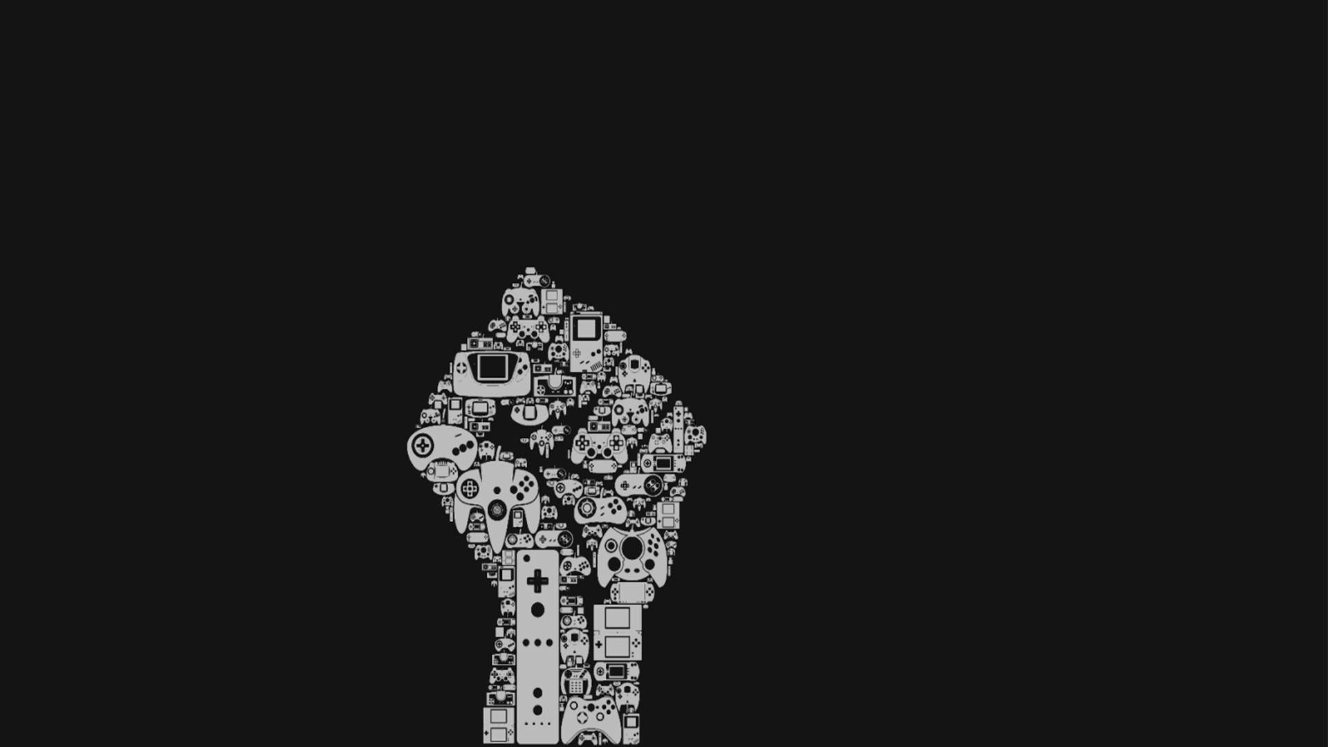 Pugno, Controller, Icone di videogiochi, Sfondo nero, Full HD, wallpaper per portatile