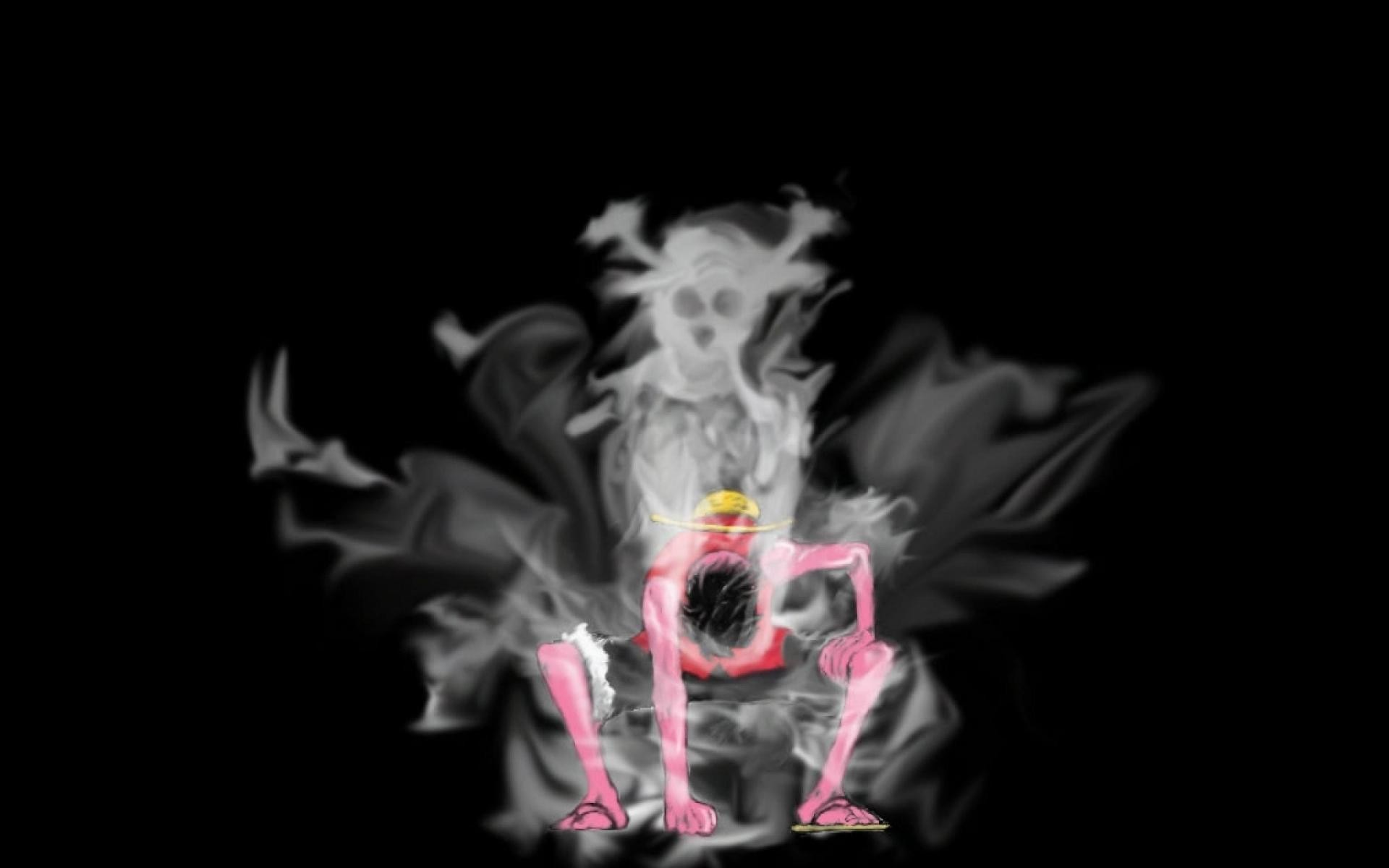 Monkey D. Luffy, One Piece, Gear Second, Fumo, Sfondo nero, 1920x1200, wallpaper desktop