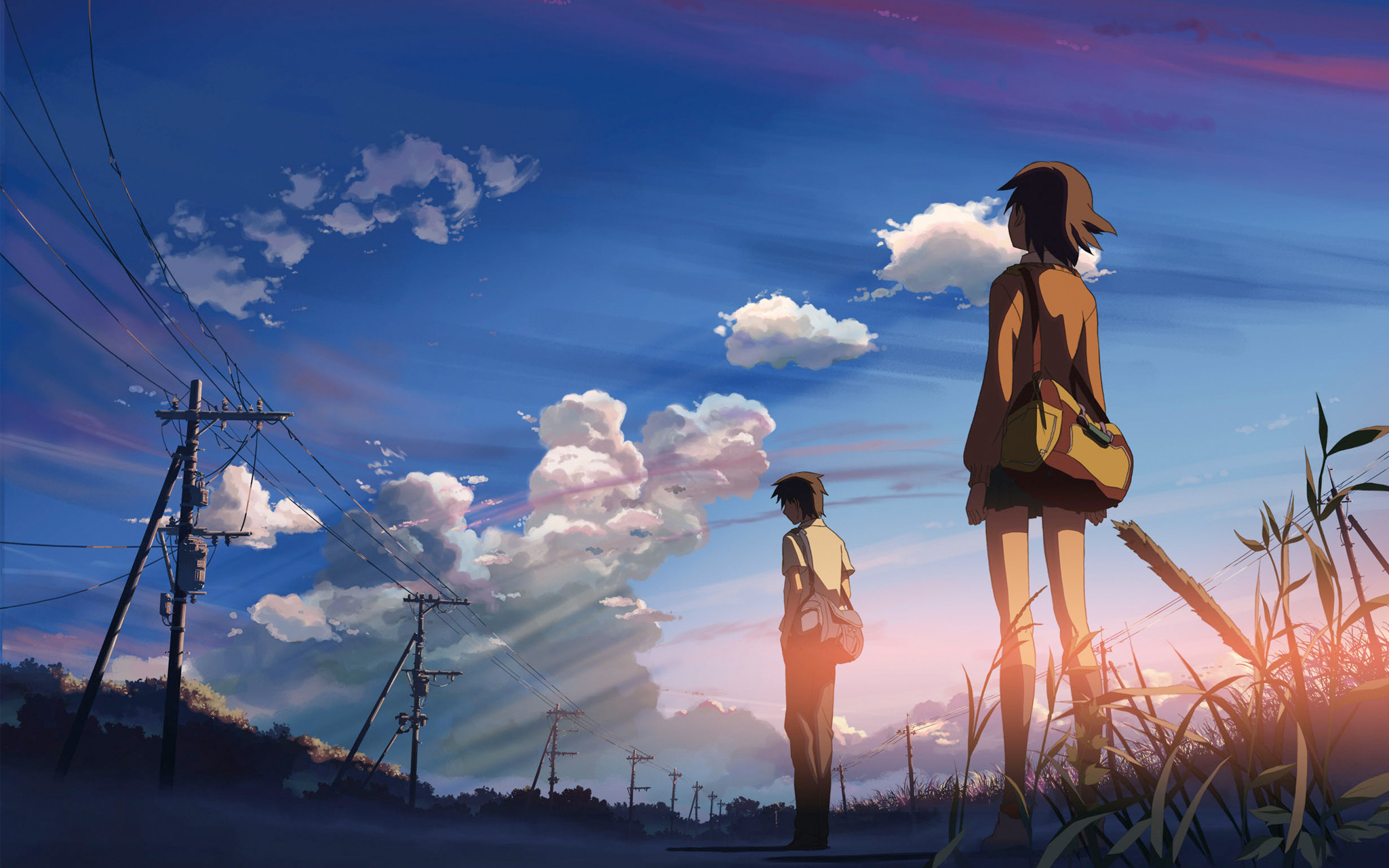 5 cm al secondo, Makoto Shinkai, Anime, Coppia, Cielo, 2048x1280, sfondo MacBook Pro