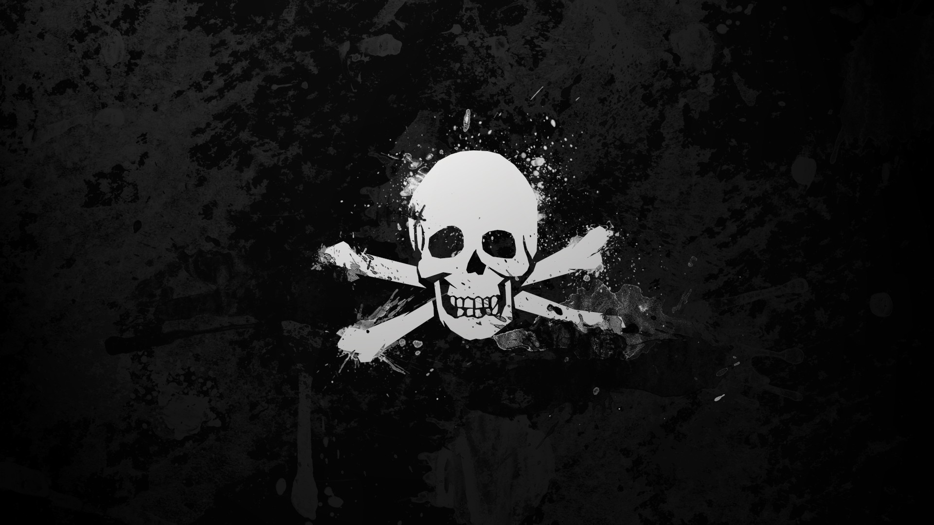 Teschio e tibie, Pirata, Grunge, Sfondo nero, Full HD, wallpaper per PC