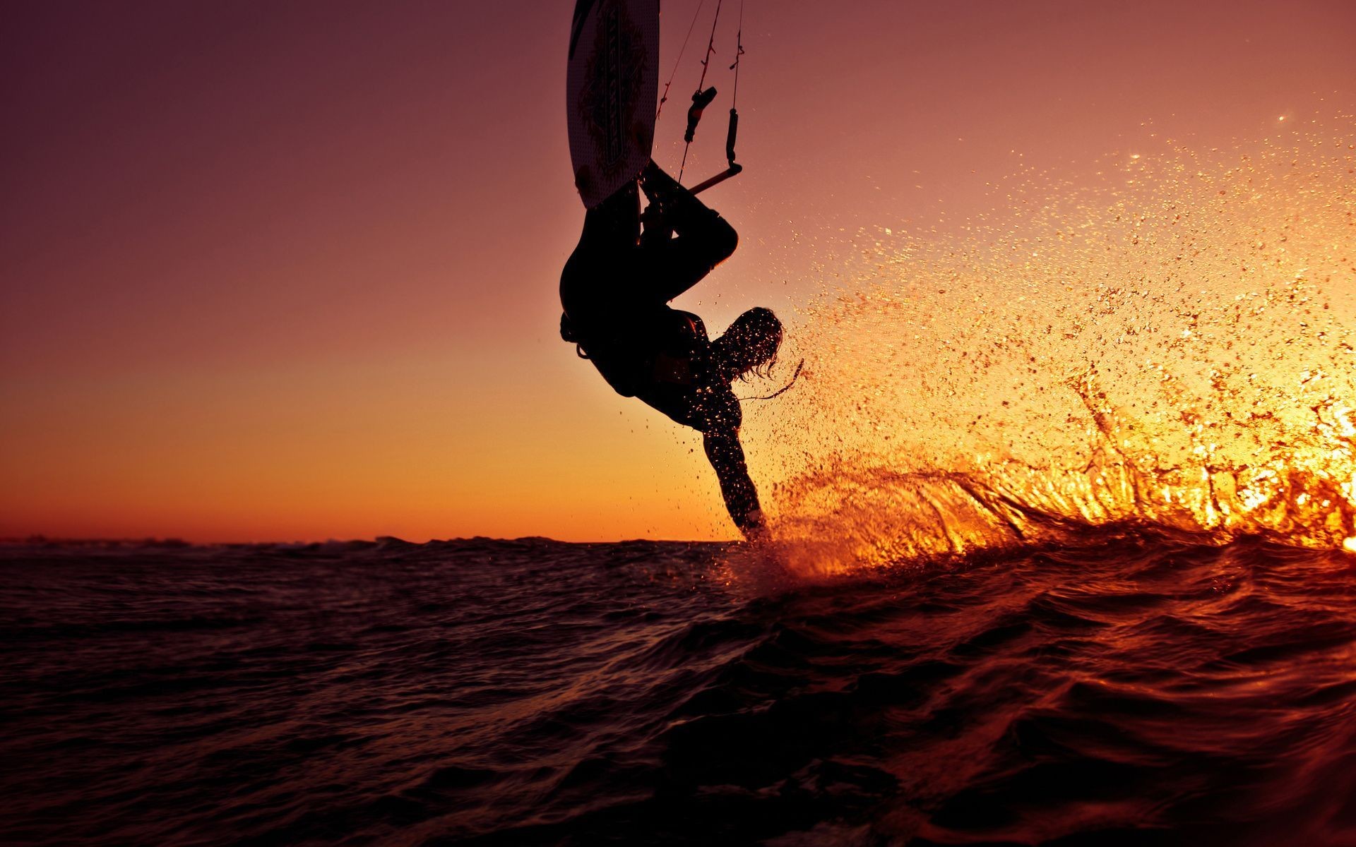 Surfista, Salto, Silhouette, Tramonto, 16:10 Full HD, wallpaper widescreen