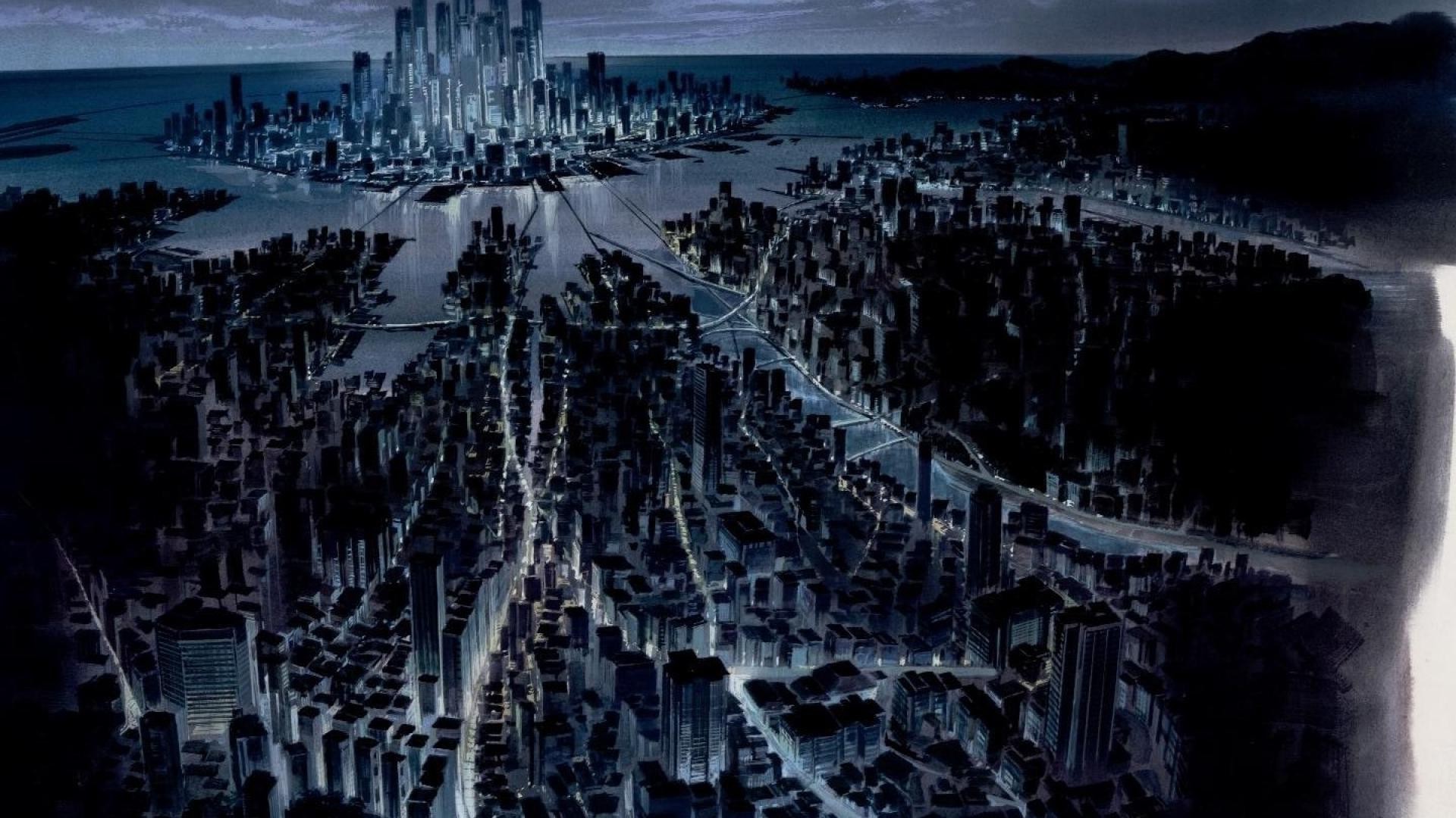 Ghost in the Shell, Città, Veduta aerea, Notte, 1920x1080, wallpaper desktop