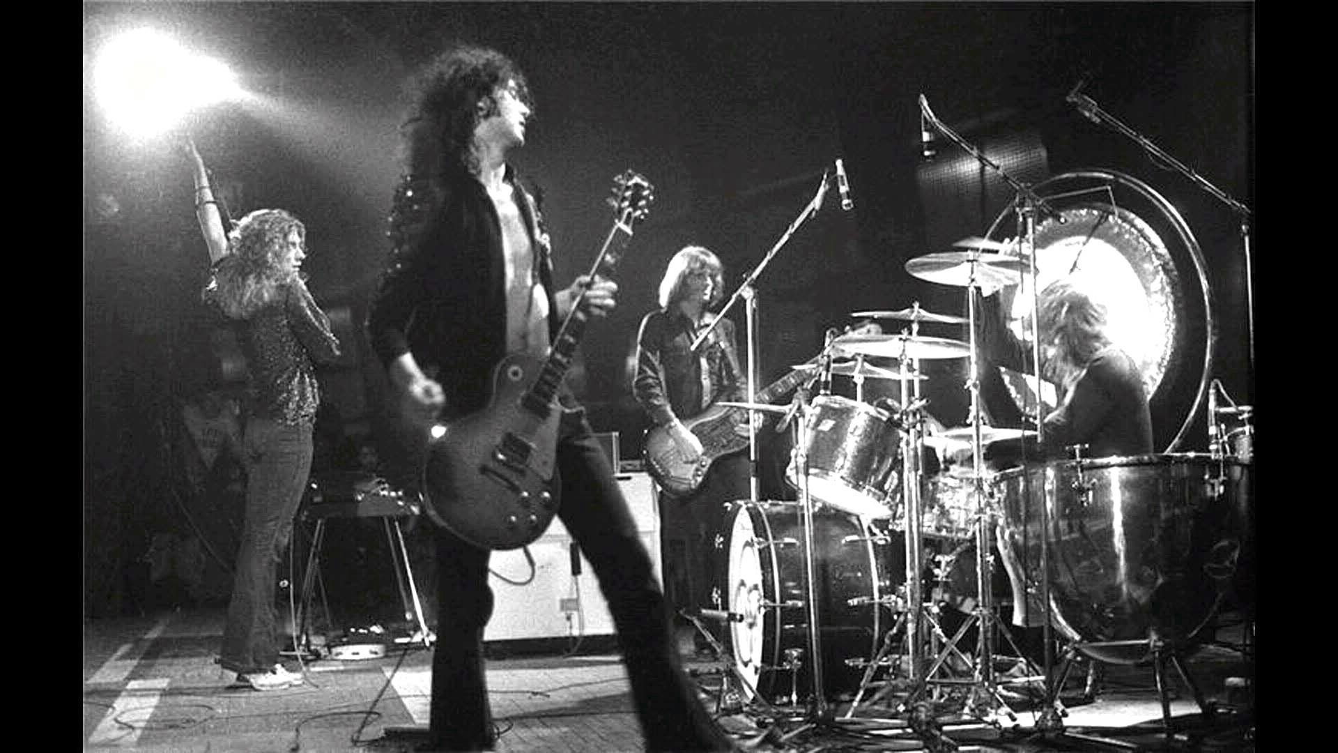 Led Zeppelin, Concerto, Jimmy Page, Robert Plant, Batteria, Bianco e nero, sfondo 1920x1080 per PC