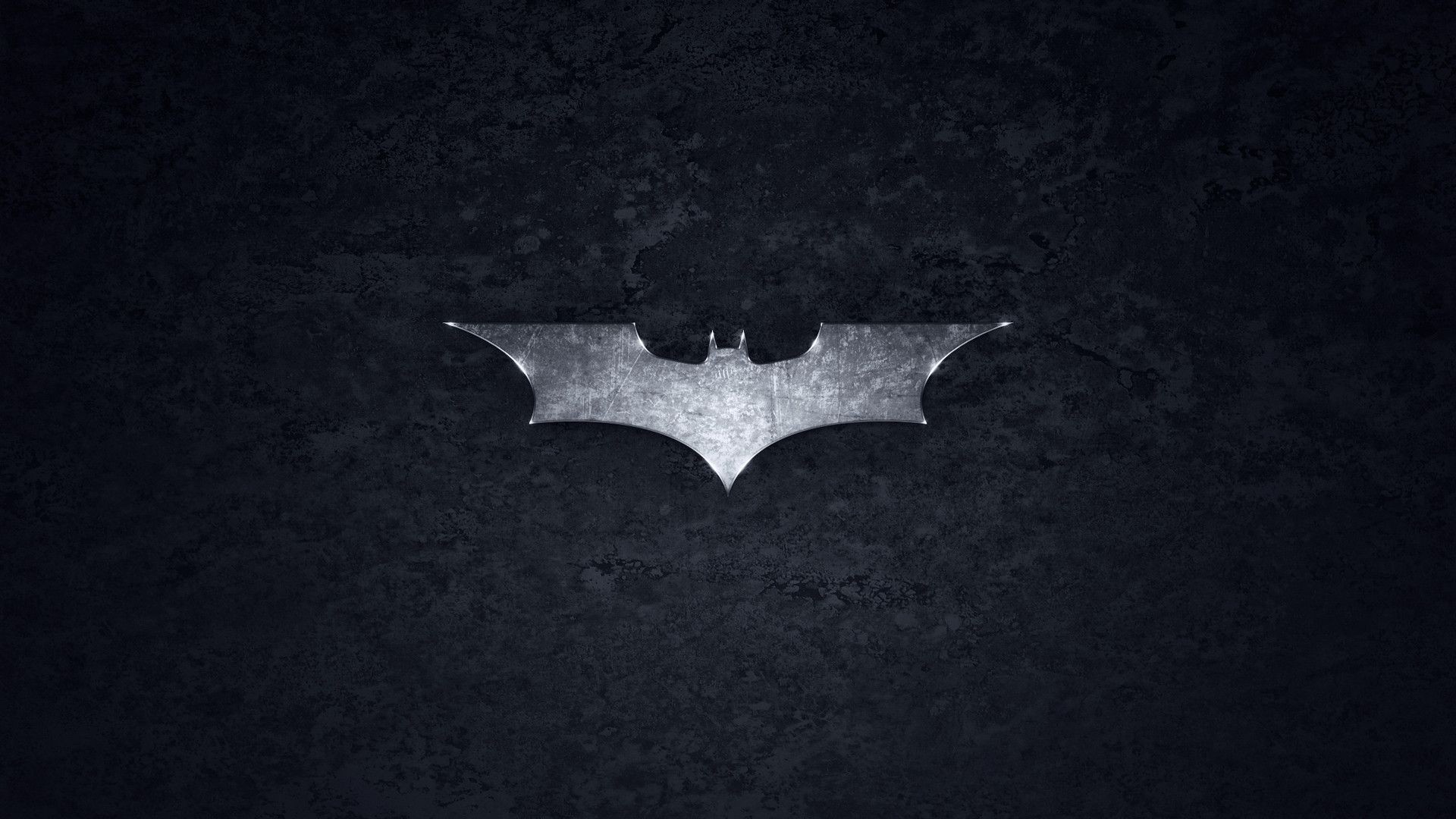 Logo di Batman, Il cavaliere oscuro, Metallo, Sfondo scuro, 16:9 Full HD, wallpaper widescreen