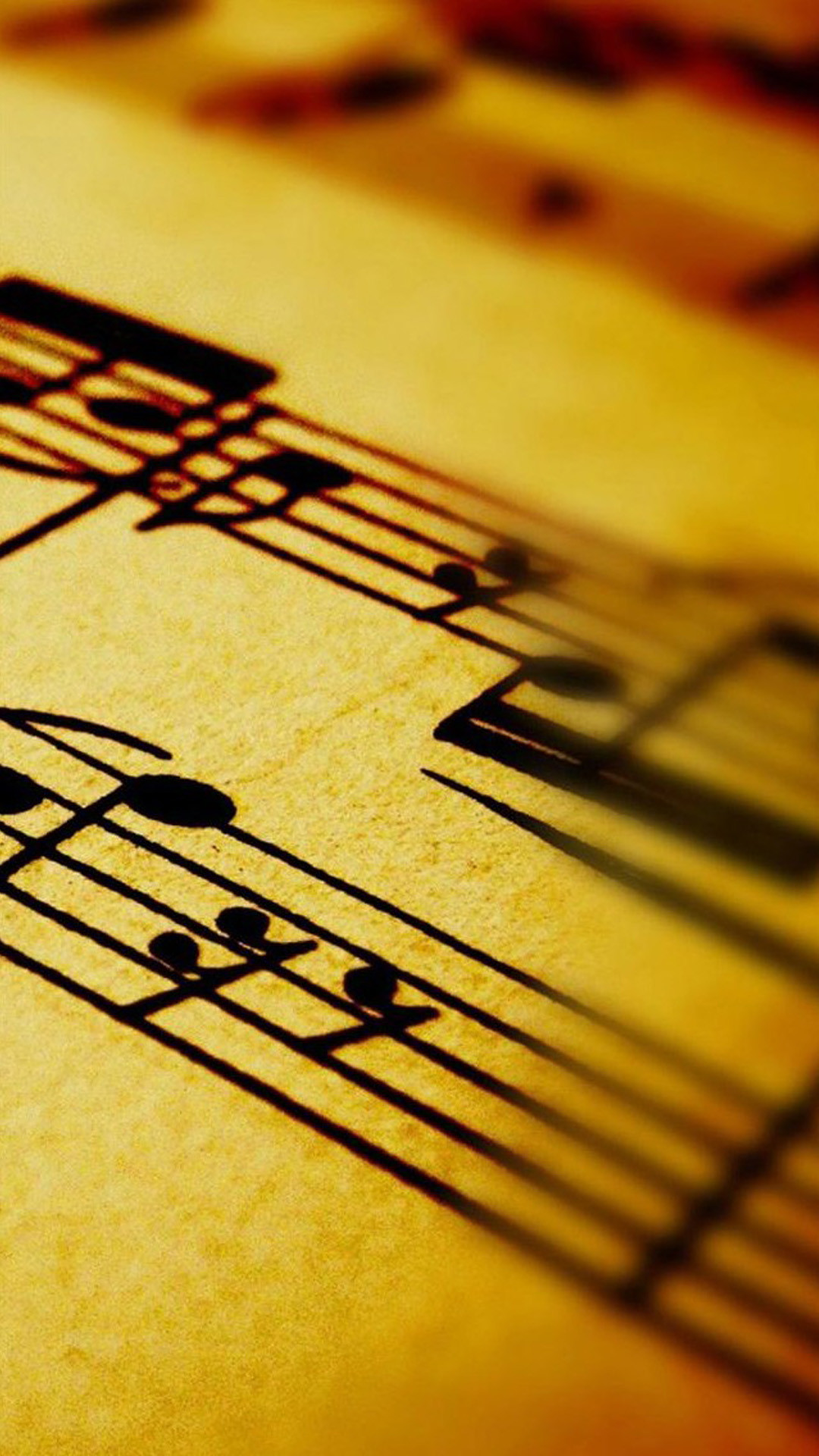 Spartito, Note musicali, Pentagramma, Macro, Full HD, sfondo verticale per cellulare