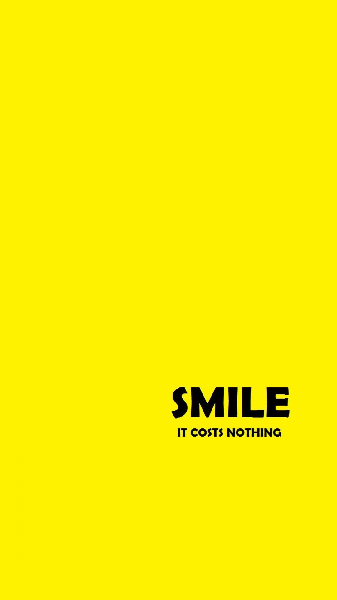 Smile, Scritta, Minimalismo, Sfondo giallo, schermata Home iPhone 5C