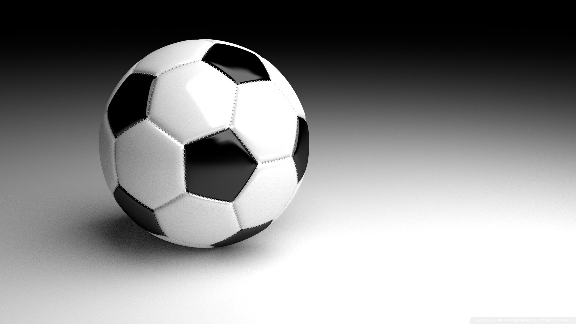 Pallone, Bianco e nero, Rendering 3D, 16:9 Full HD, sfondo widescreen