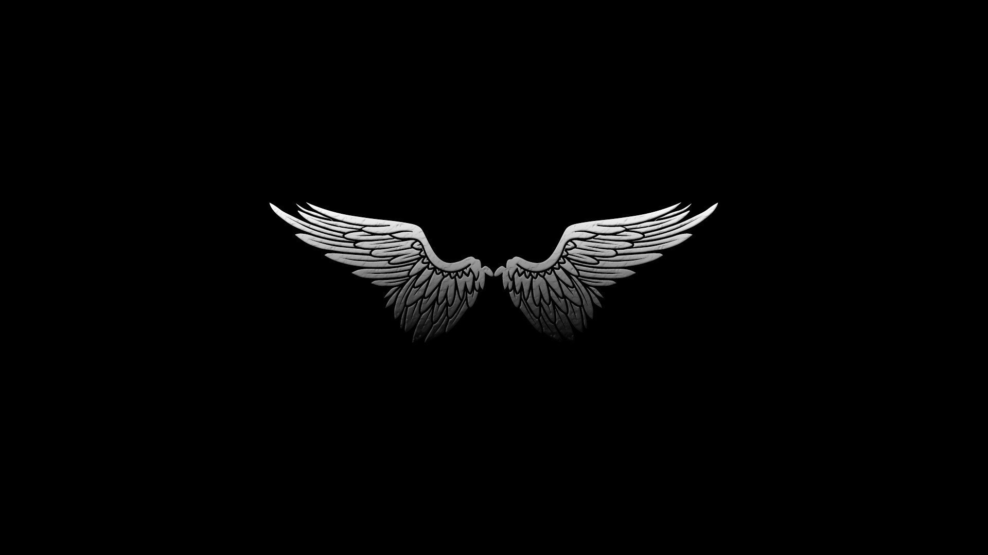 Ali d'angelo, Sfondo nero, Minimalismo, 16:9 Full HD, wallpaper widescreen