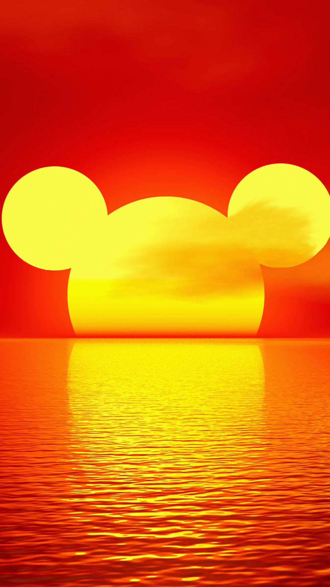 Orecchie di Topolino, Tramonto, Mare, Arancione, sfondo per iPhone e Android