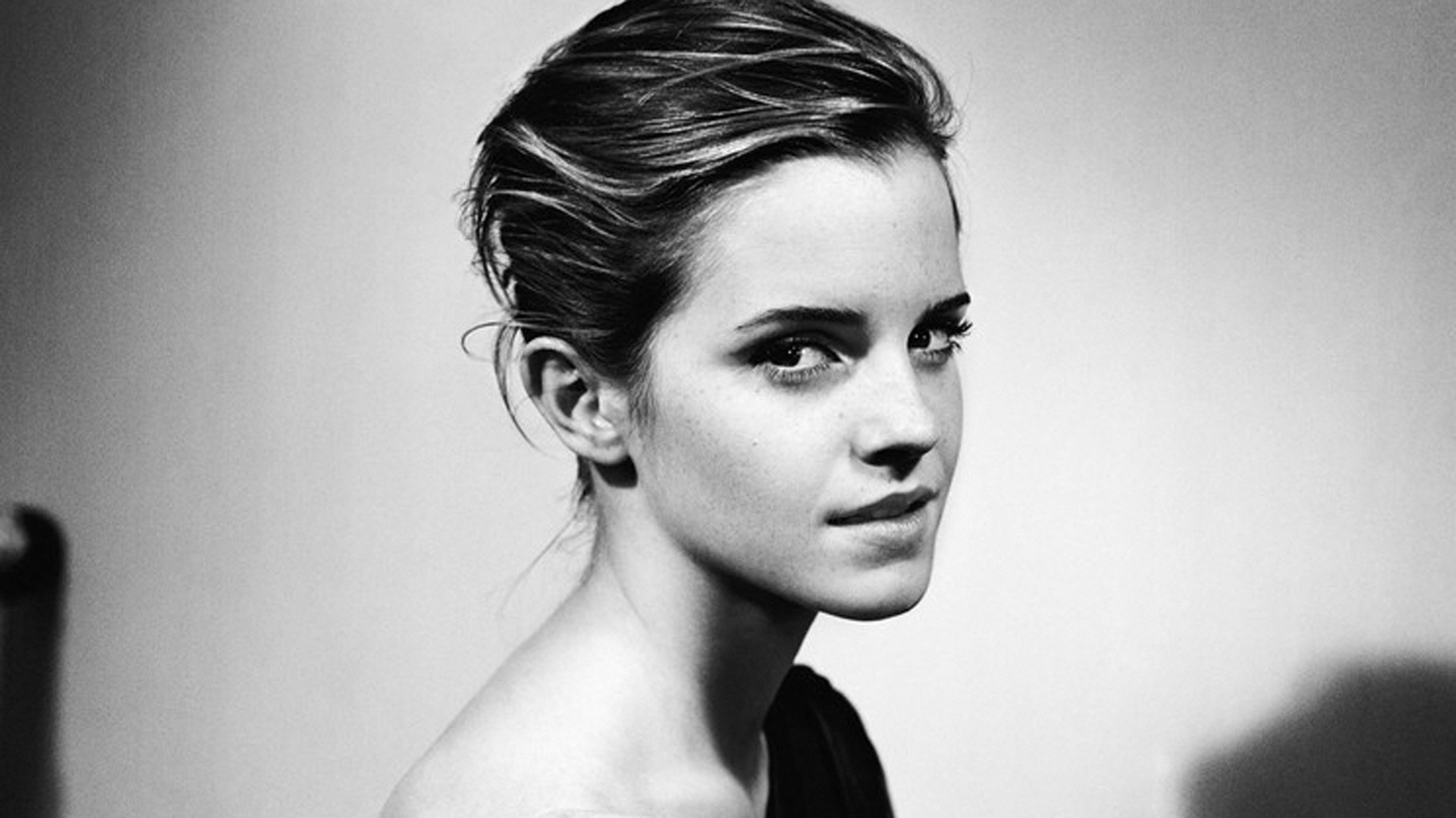 Emma Watson, Bianco e nero, Ritratto, 16:9 Full HD, sfondo widescreen
