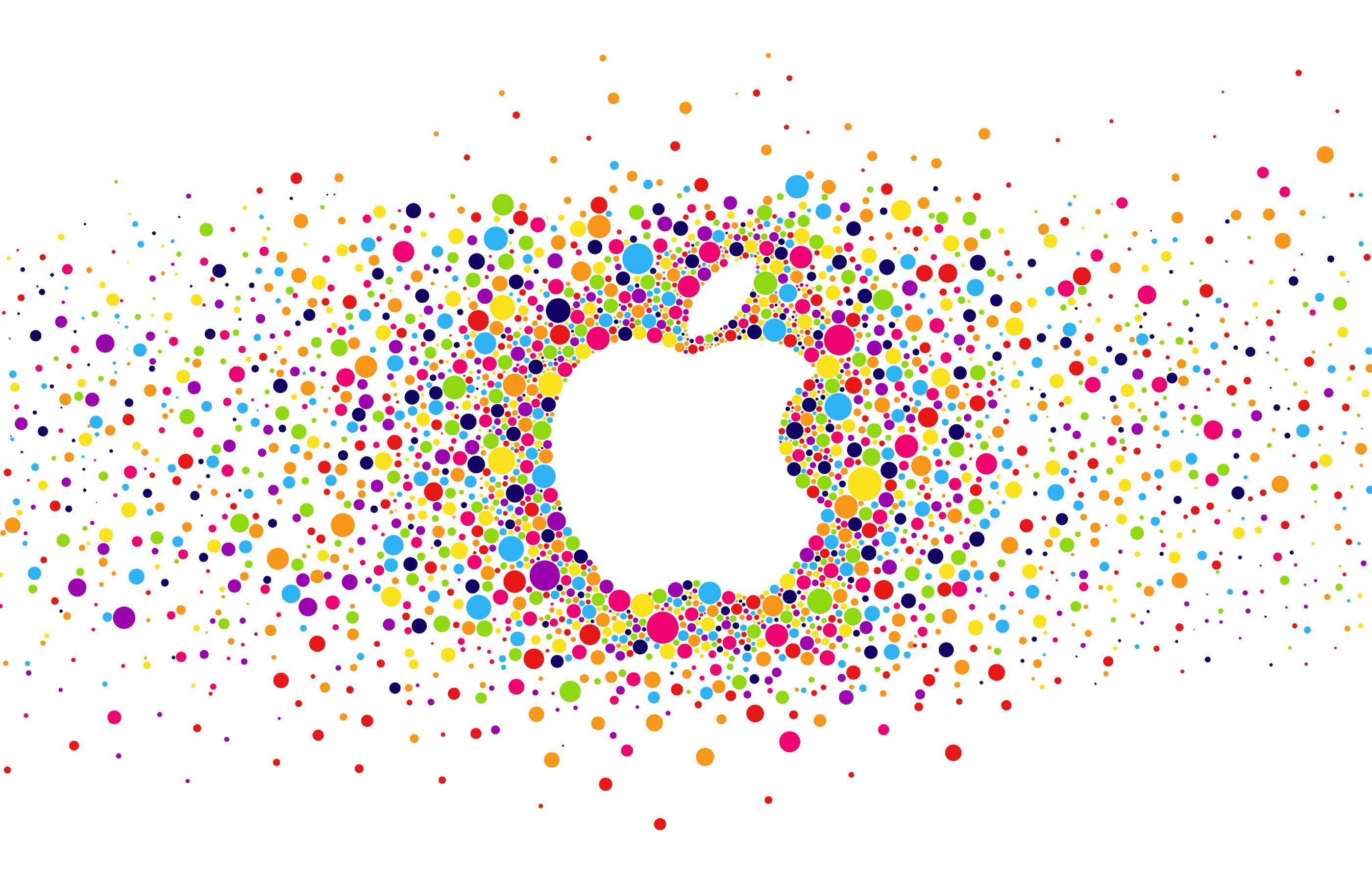 Logo Apple, Pois colorati, Sfondo bianco, 2K, wallpaper per computer