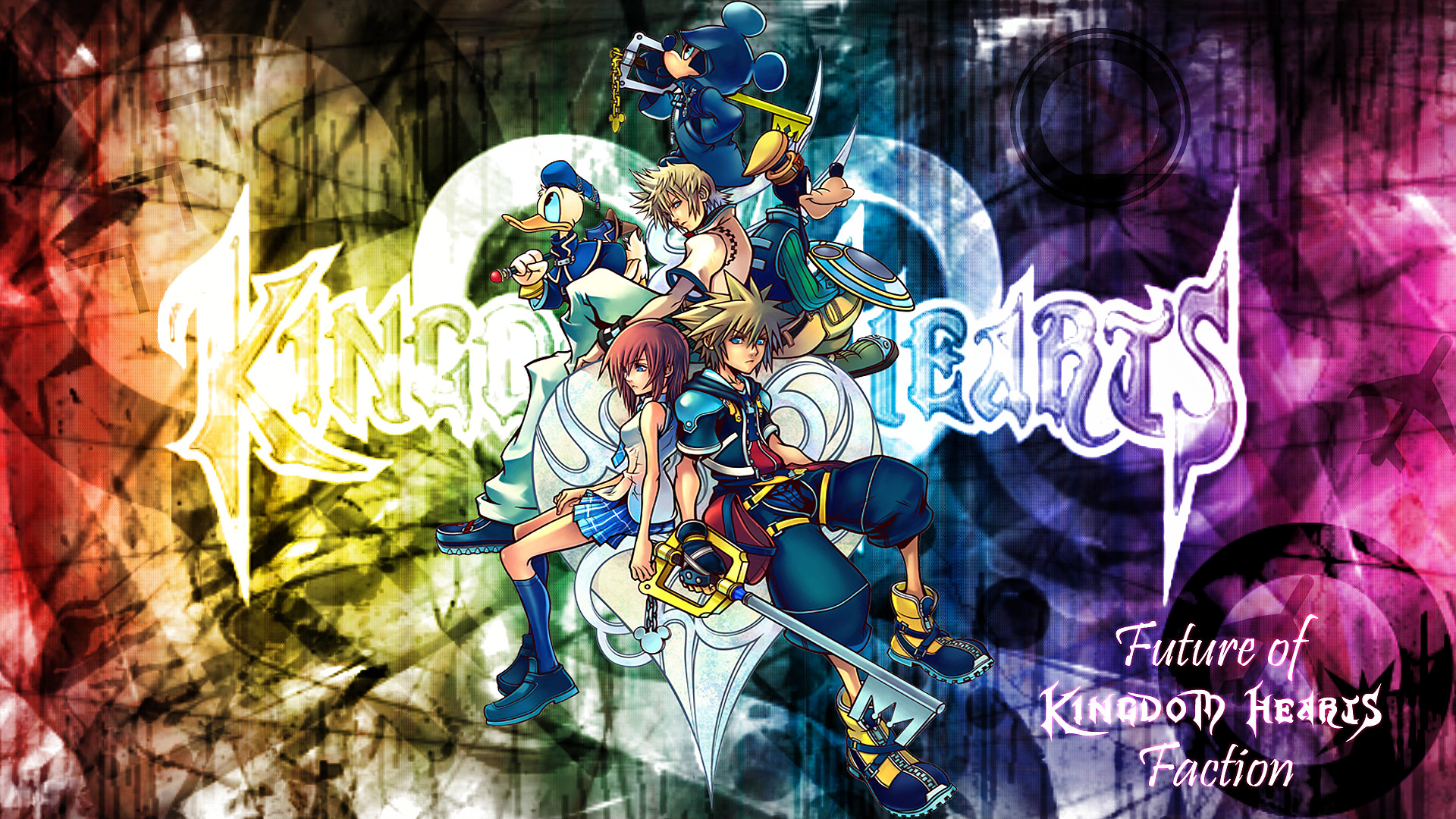 Kingdom Hearts, Sora, Kairi, Arcobaleno, Logo, Fan art, Full HD, sfondo Windows 11