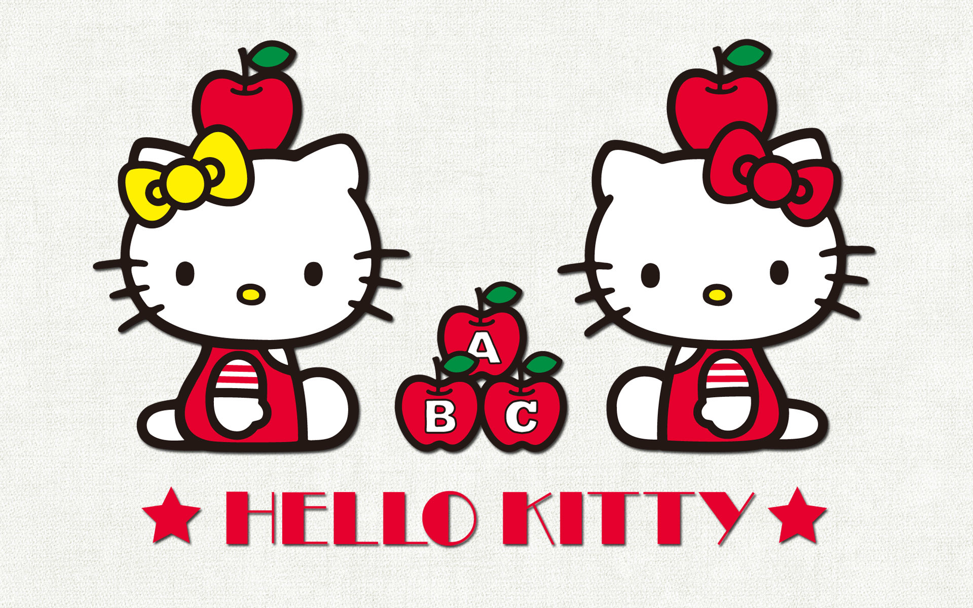 Hello Kitty, Mimmy, Mele, Logo, Stelle, 1920x1200, immagine di sfondo
