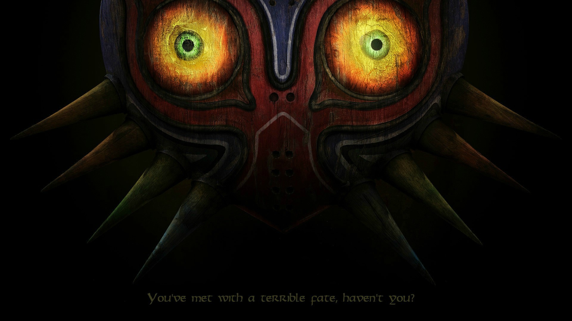 Maschera di Majora, The Legend of Zelda: Majora's Mask, Citazione, Sfondo scuro, wallpaper Full HD