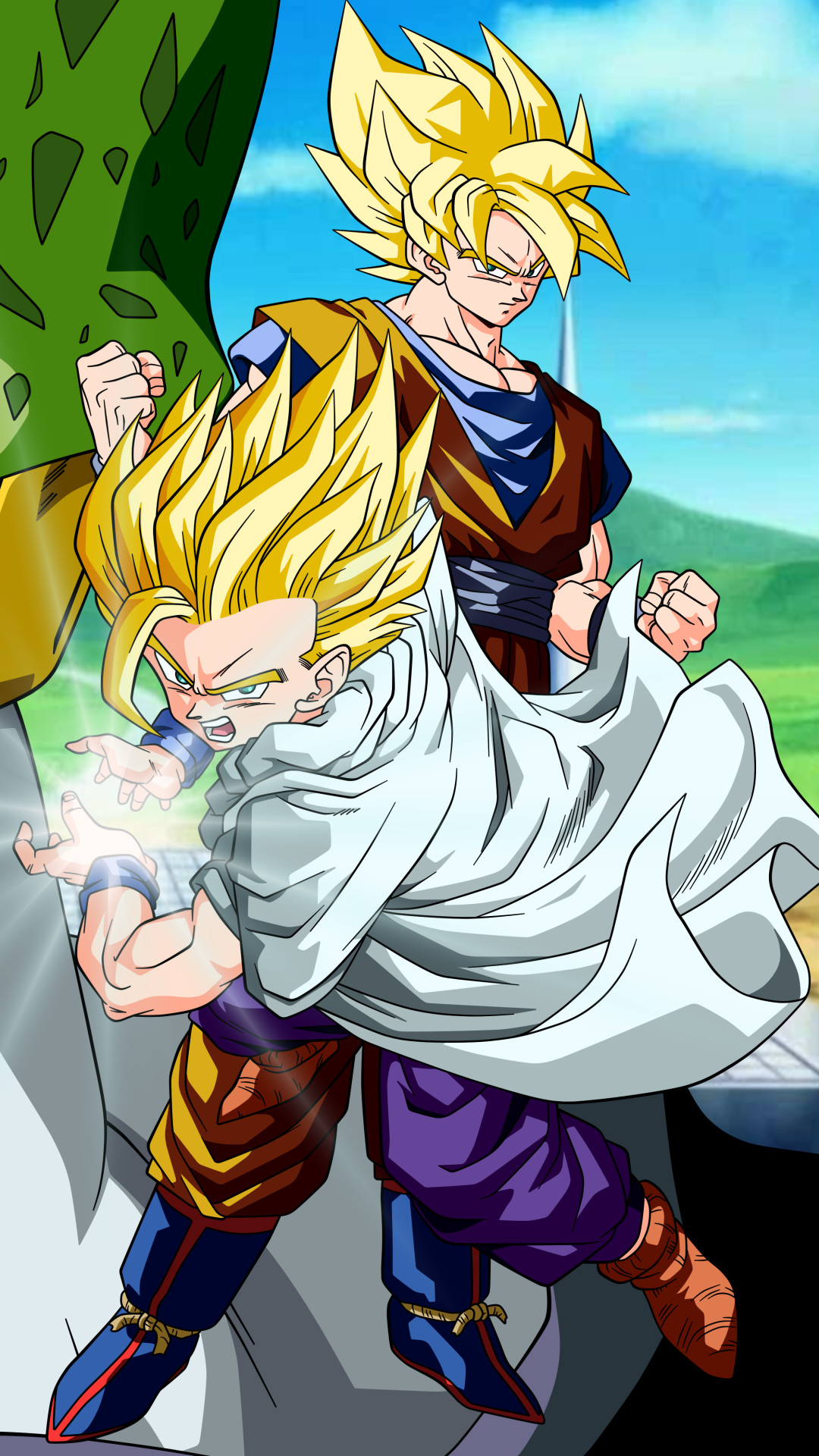 Gohan, Goku, Super Saiyan, Dragon Ball Z, Full HD, sfondo per iPhone e Android